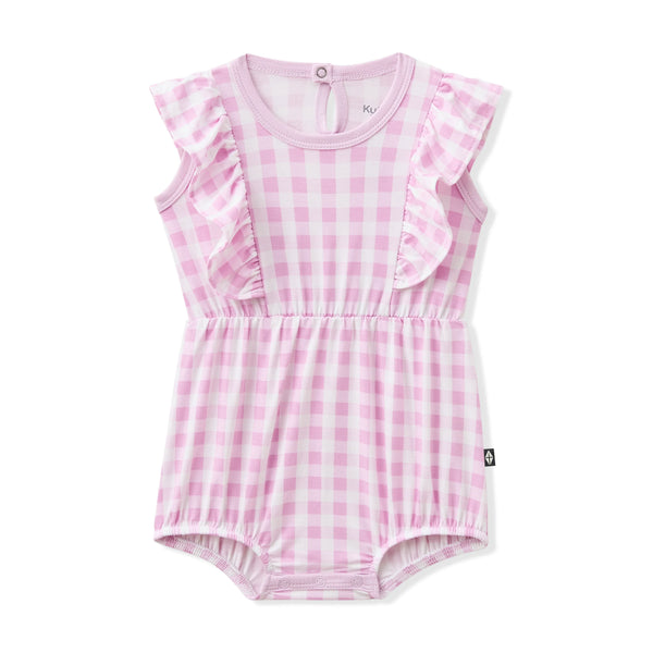 Bubble Romper in Gingham Thistle