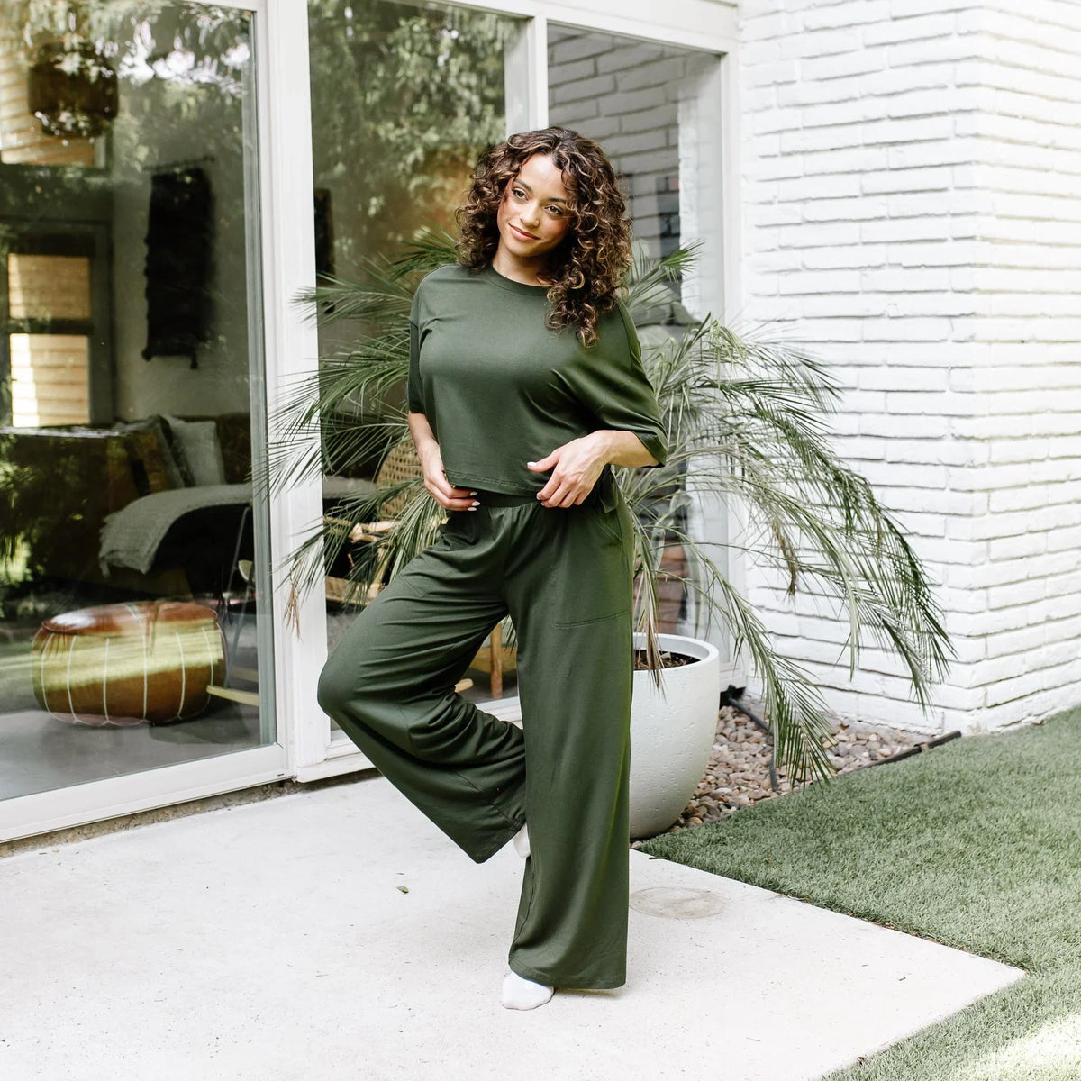 Women's Wide Leg Pant Set in Fir Main image