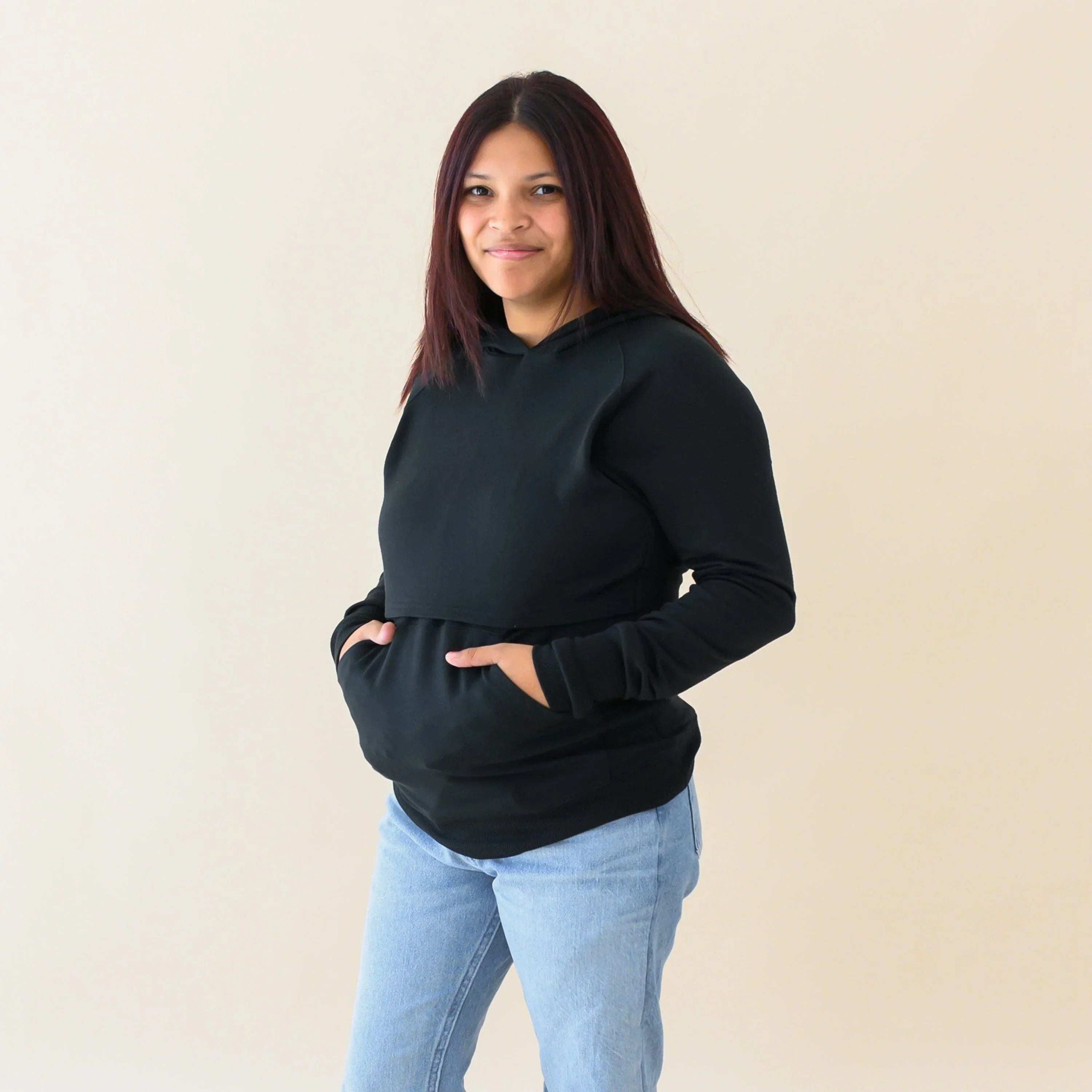 Women's French Terry Nursing Hoodie in Midnight Secondary image