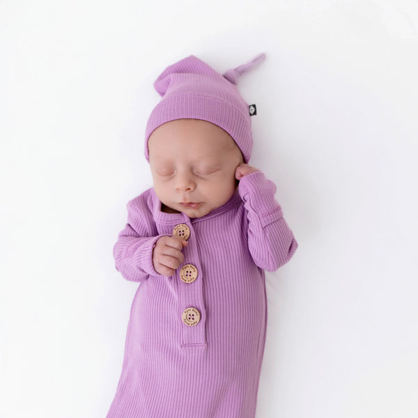 Ribbed Knotted Gown with Hat Set in Poi