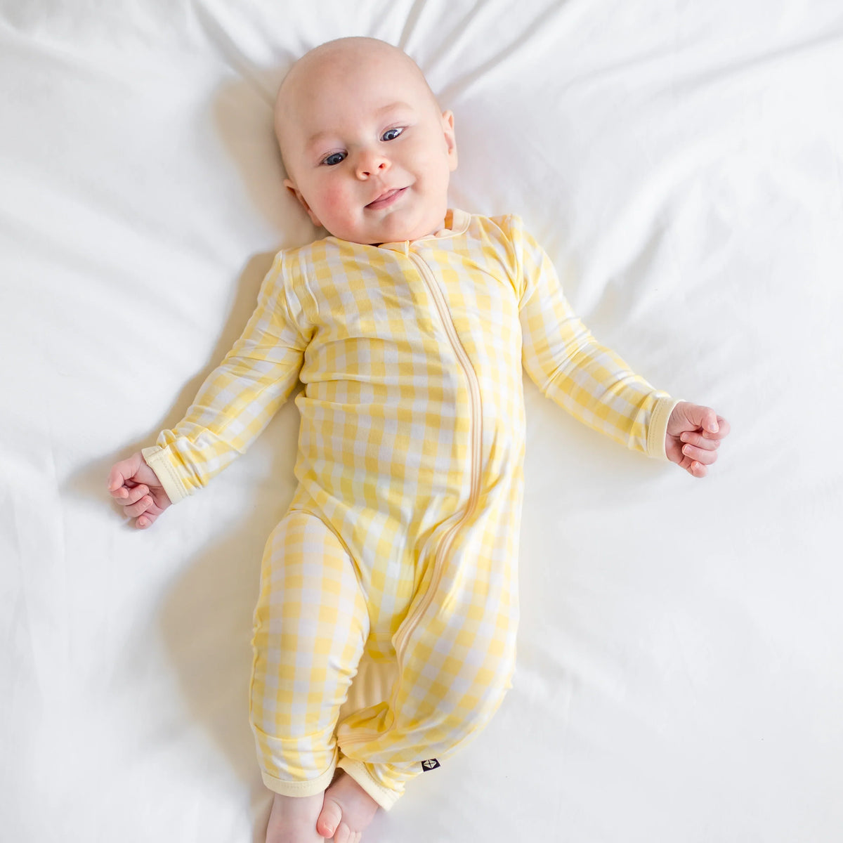 Zippered Romper in Gingham Chamomile Main image