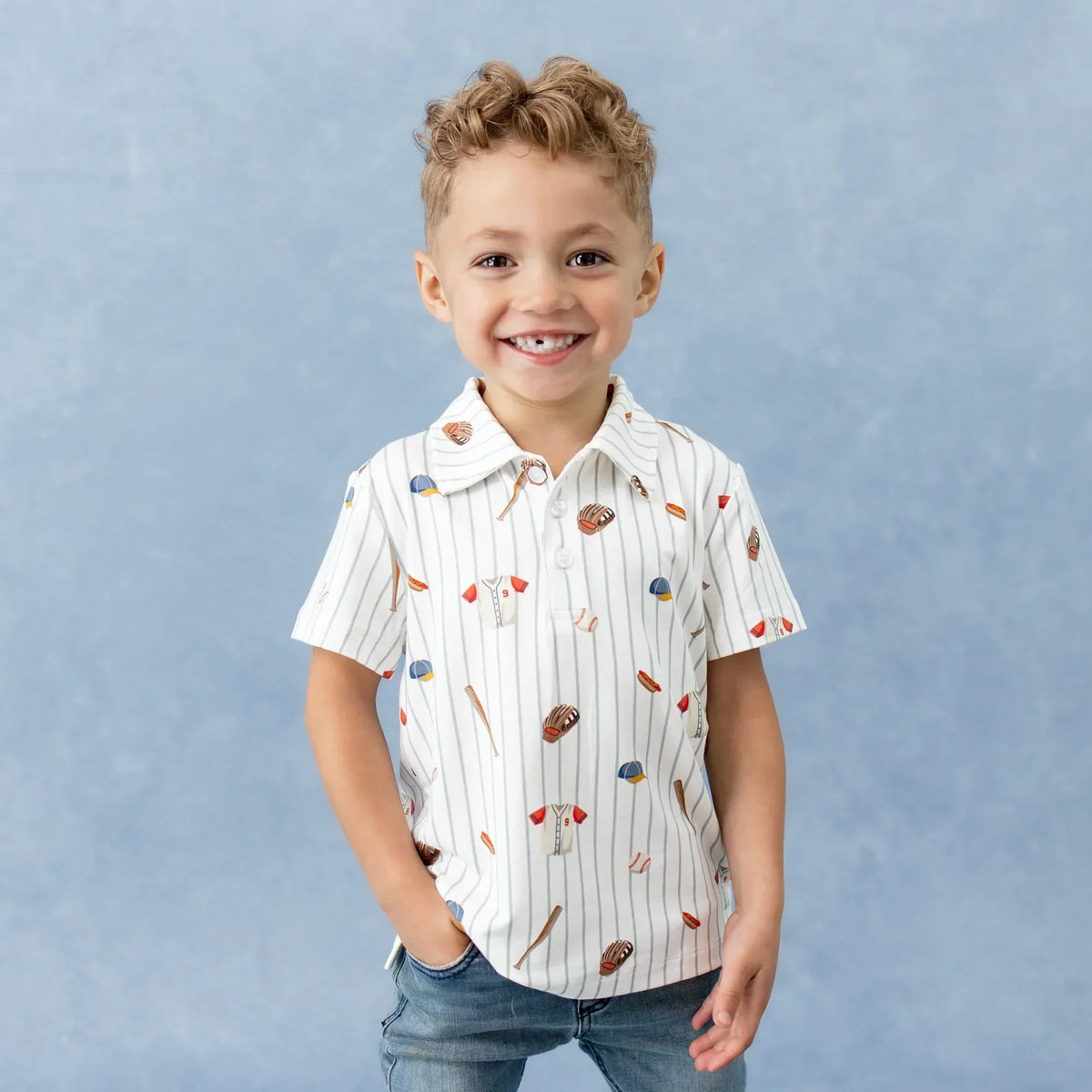 Toddler Short Sleeve Polo in Home Run Main image