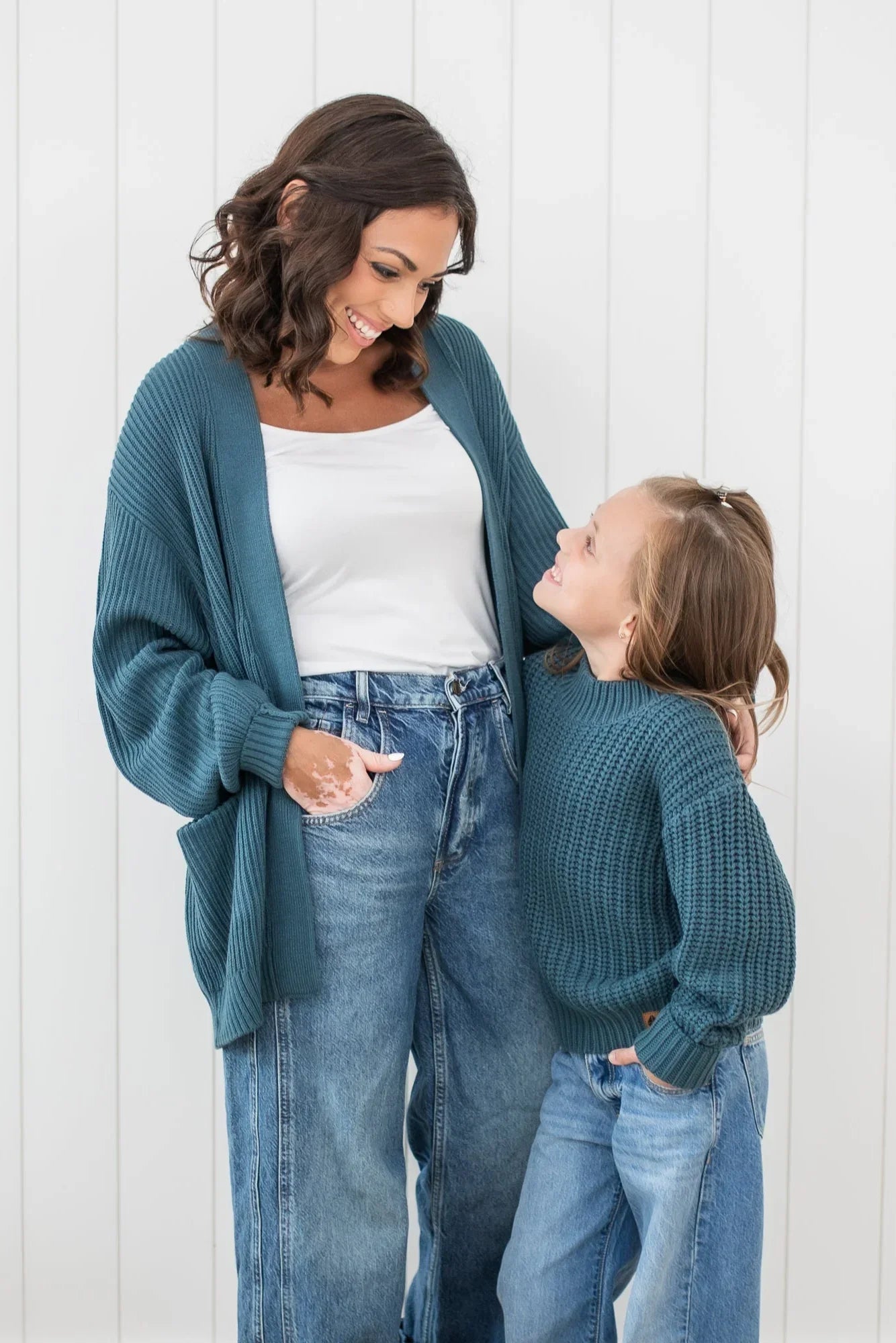 Chunky Knit Women's Oversized Cardigan in Atlantic Secondary image