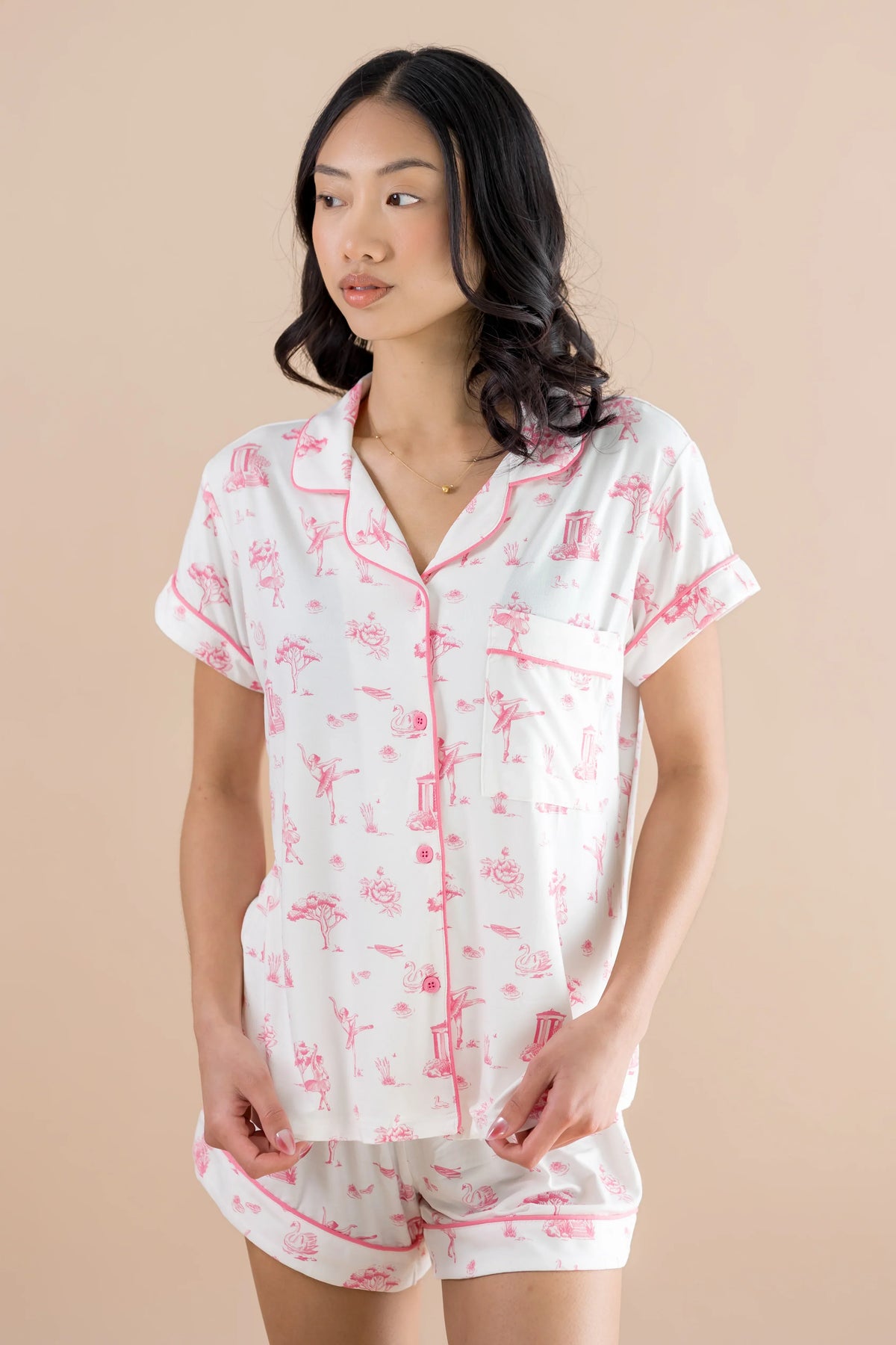 Women's Short Sleeve Pajama Set in Toile Ballet Main image