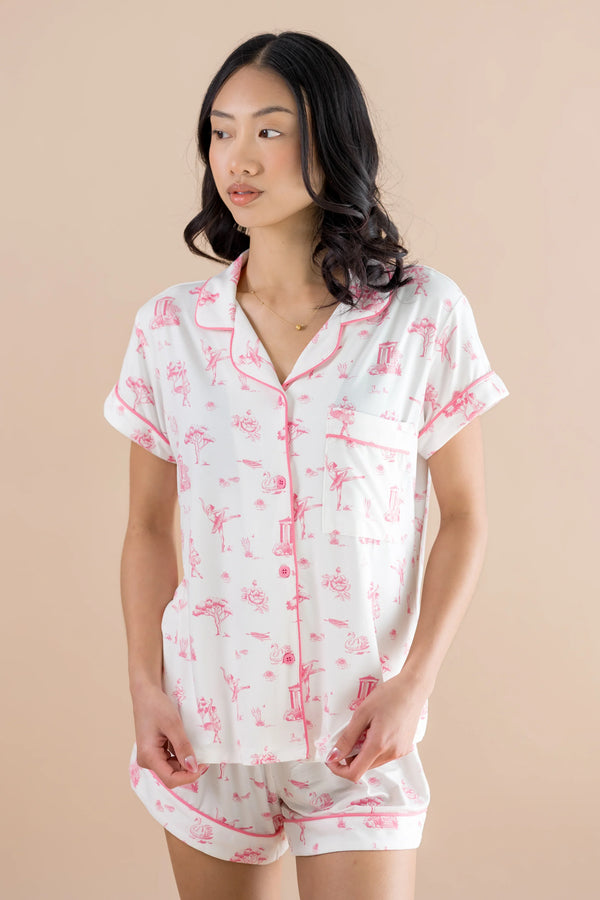 Women's Short Sleeve Pajama Set in Toile Ballet