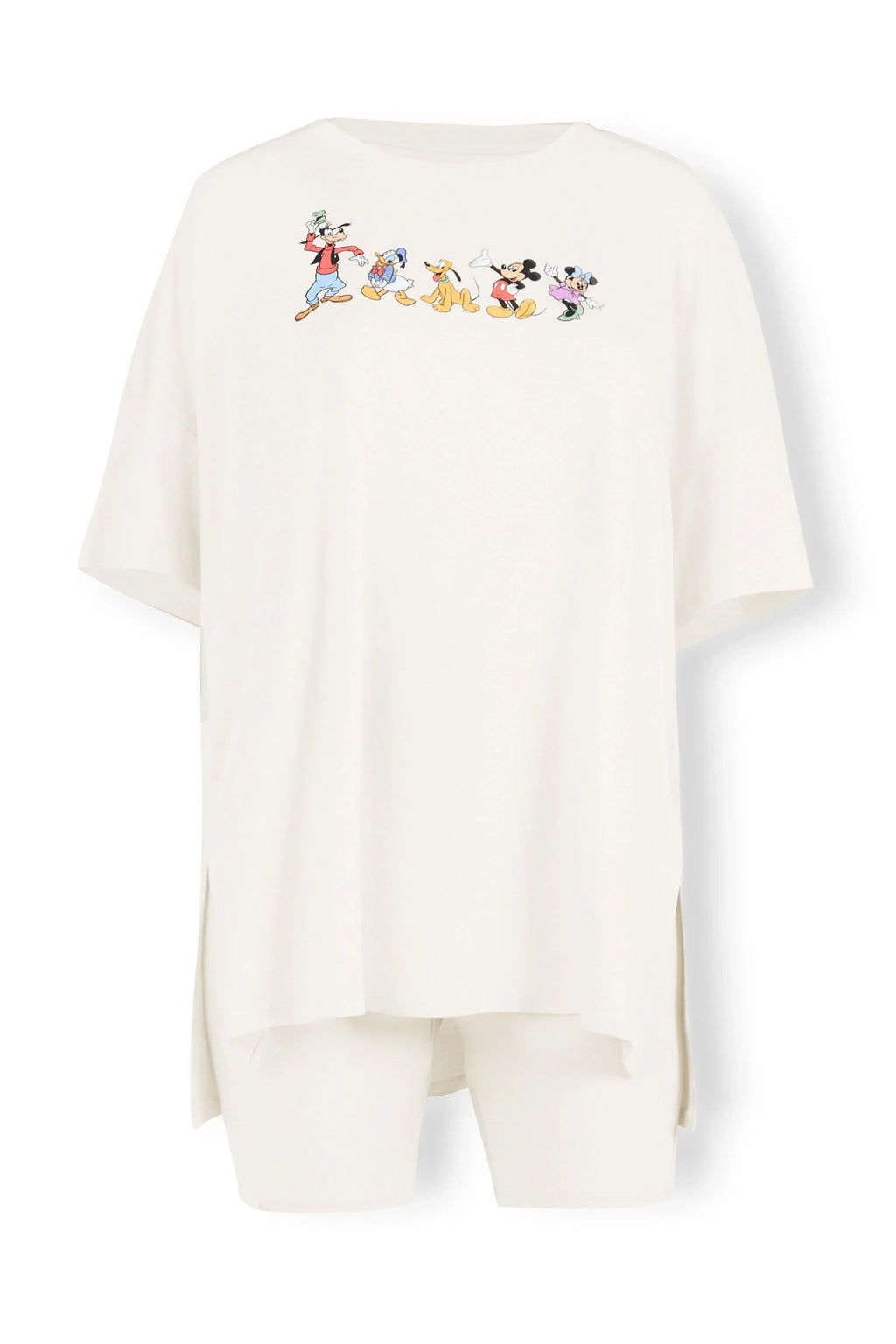 Women’s Biker Short Set in Mickey and Friends on Ecru