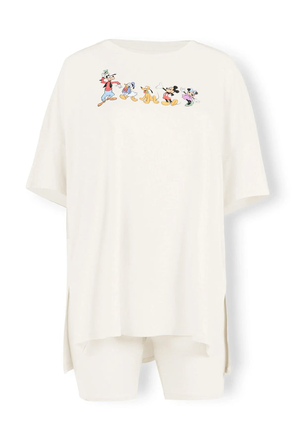 Women’s Biker Short Set in Mickey and Friends on Ecru