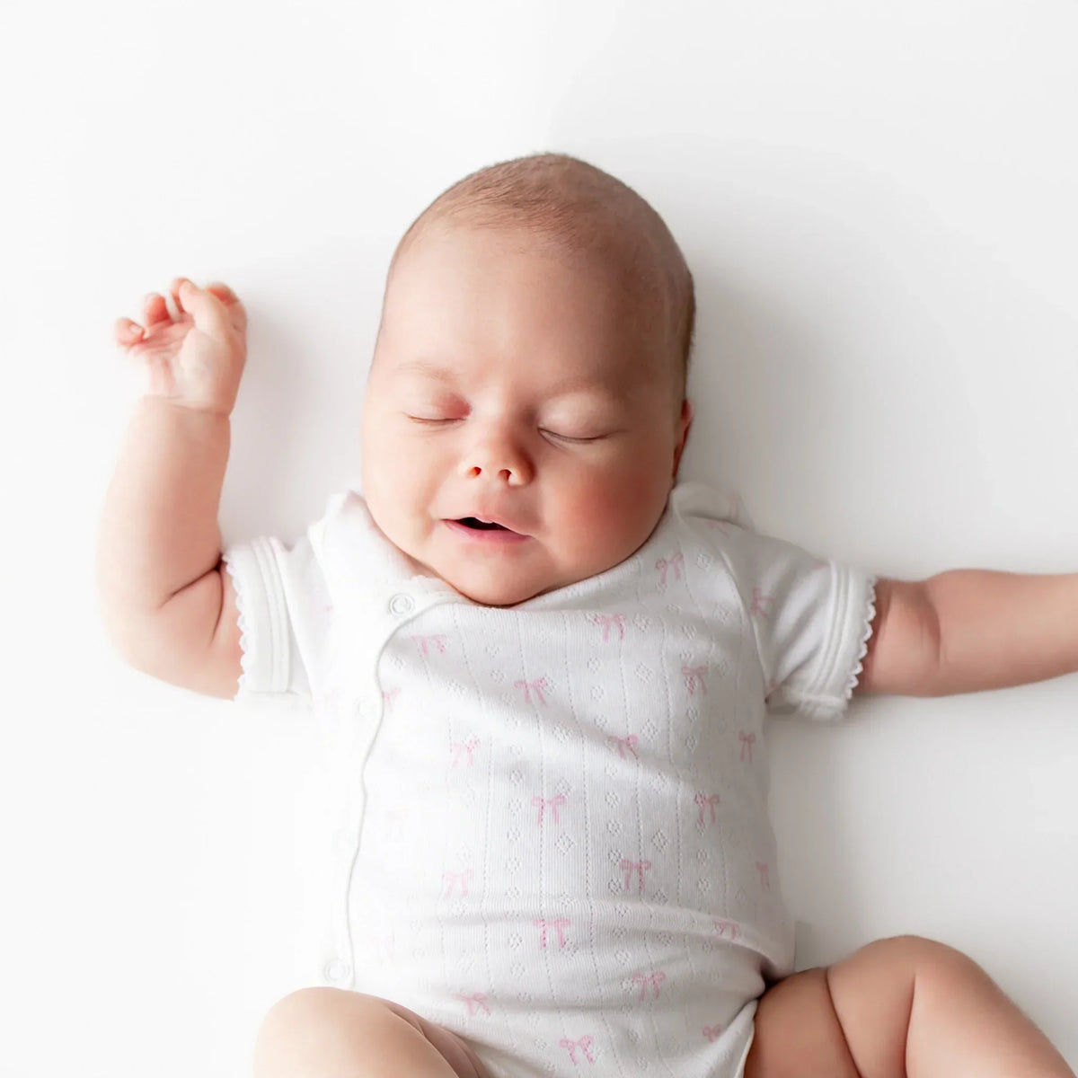 Pointelle Kimono Bodysuit in Sweet Pink Bow Main image
