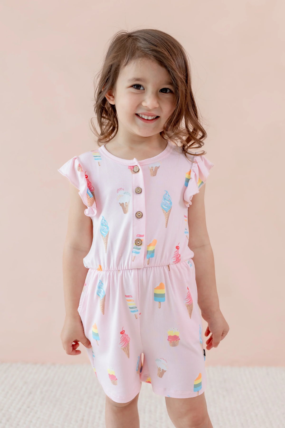 Flutter Sleeve Romper in Sakura Ice Cream Main image