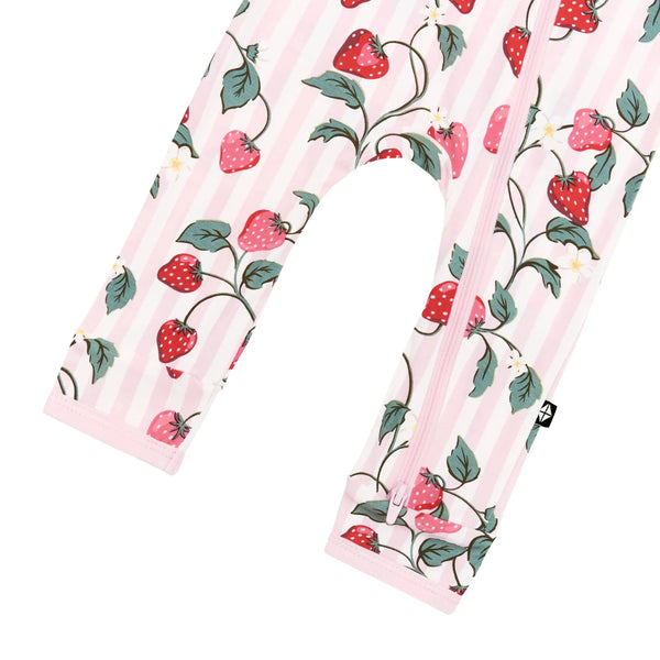 Zippered Romper in Strawberry Fields