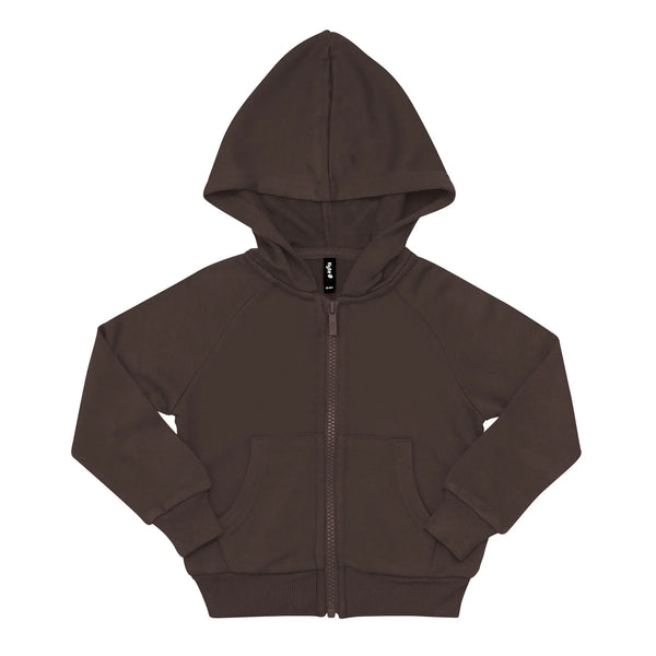 Fleece Zip Up Hoodie in Espresso
