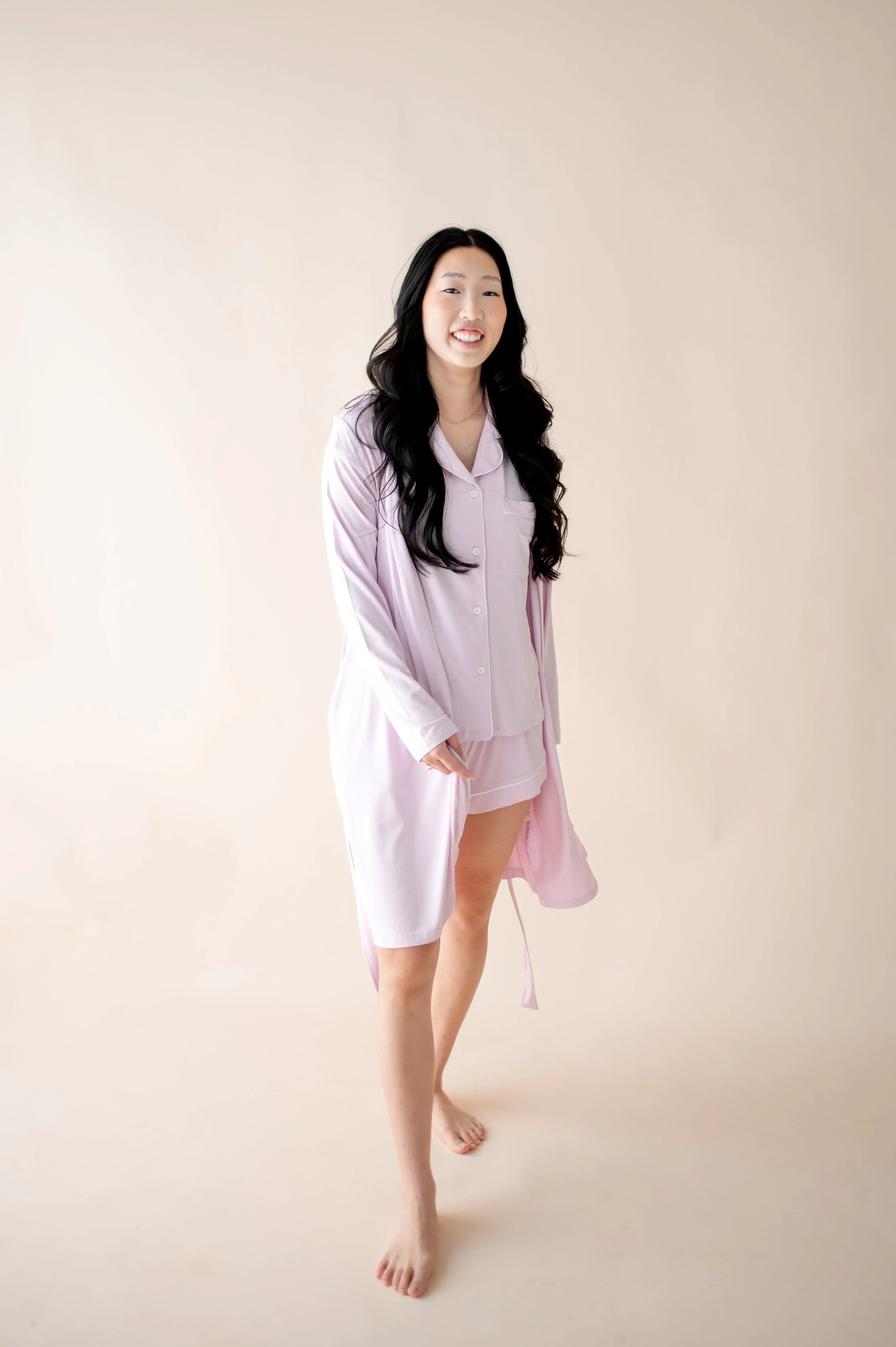 Women's Lounge Robe in Thistle Secondary image