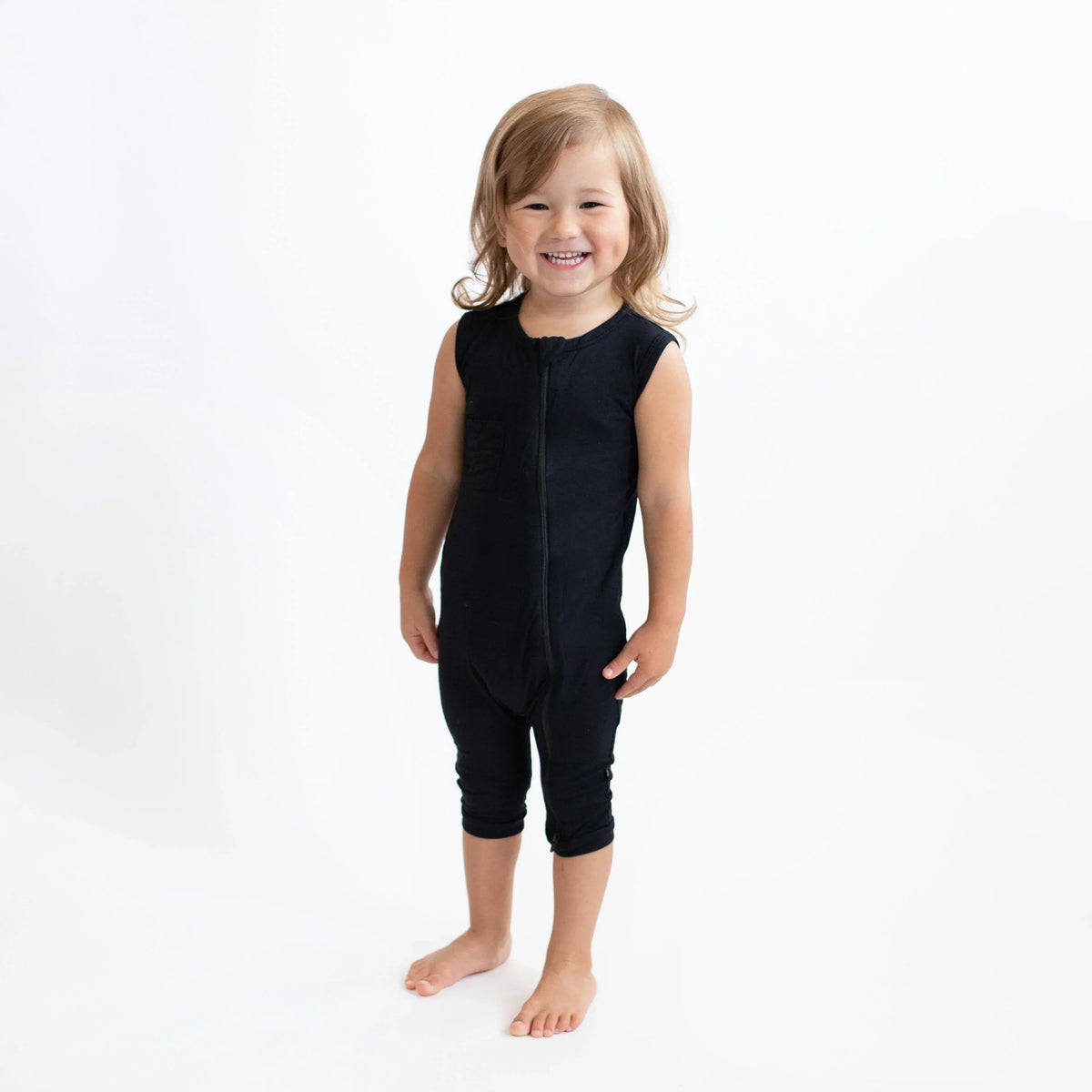 Zippered Sleeveless Romper in Midnight Main image