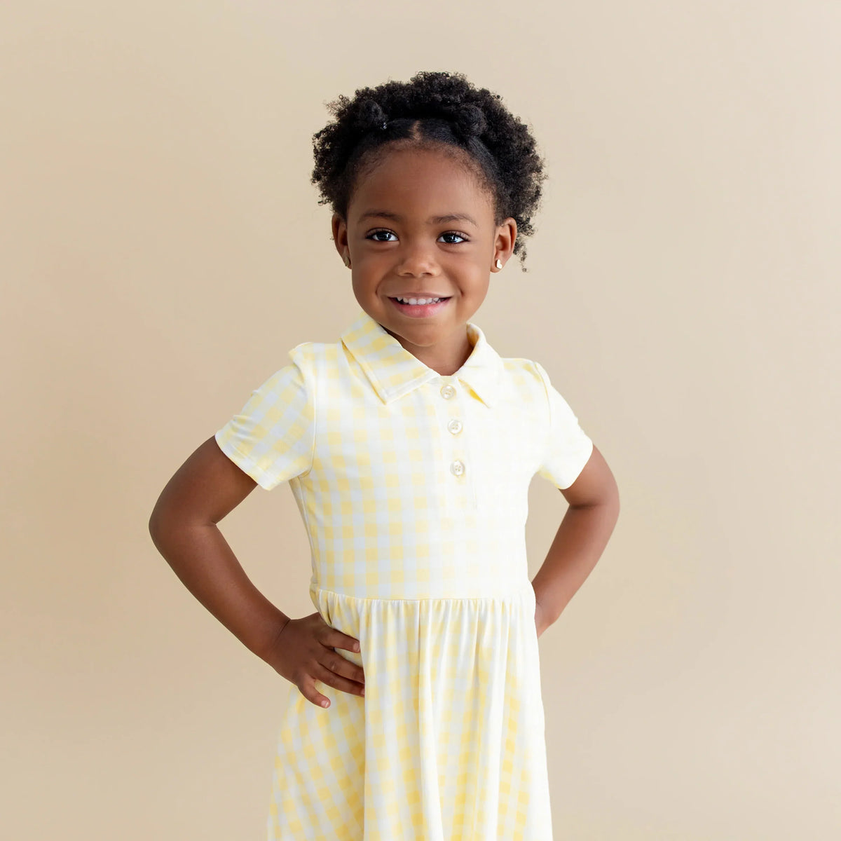 Polo Dress in Gingham Chamomile Main image