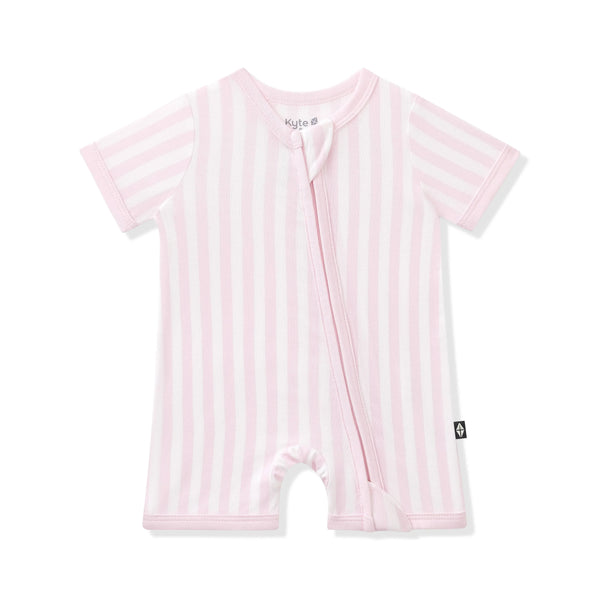 Zipper Shortall Romper in Small Sakura Stripe
