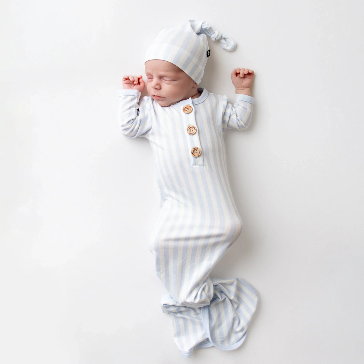 Knotted Gown with Hat Set in Small Mist Stripe Main image