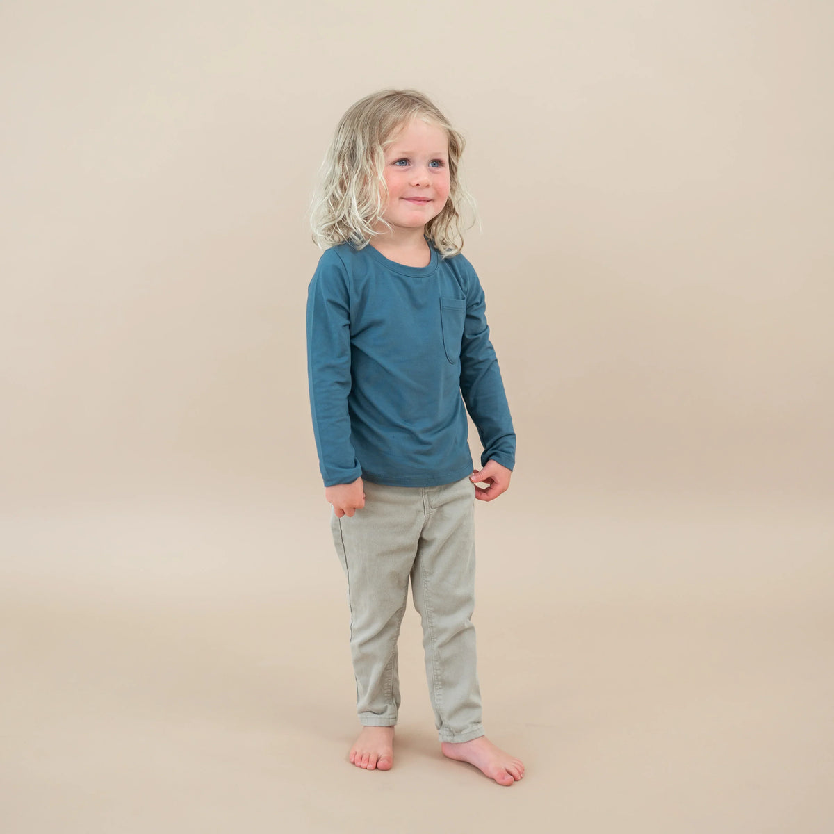 Long Sleeve Toddler Crew Neck Tee in Atlantic Main image