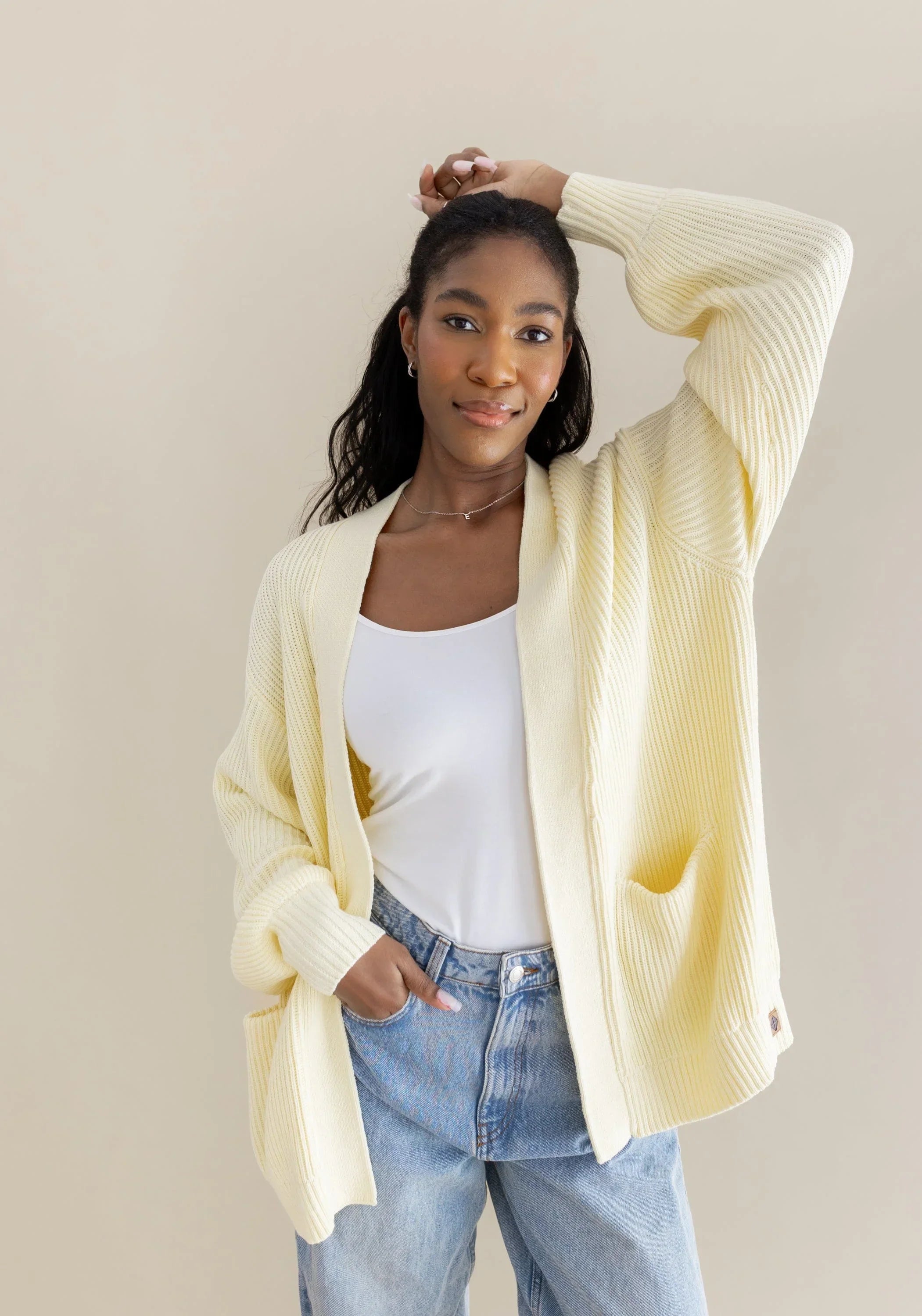 Chunky Knit Women's Oversized Cardigan in Chamomile Secondary image