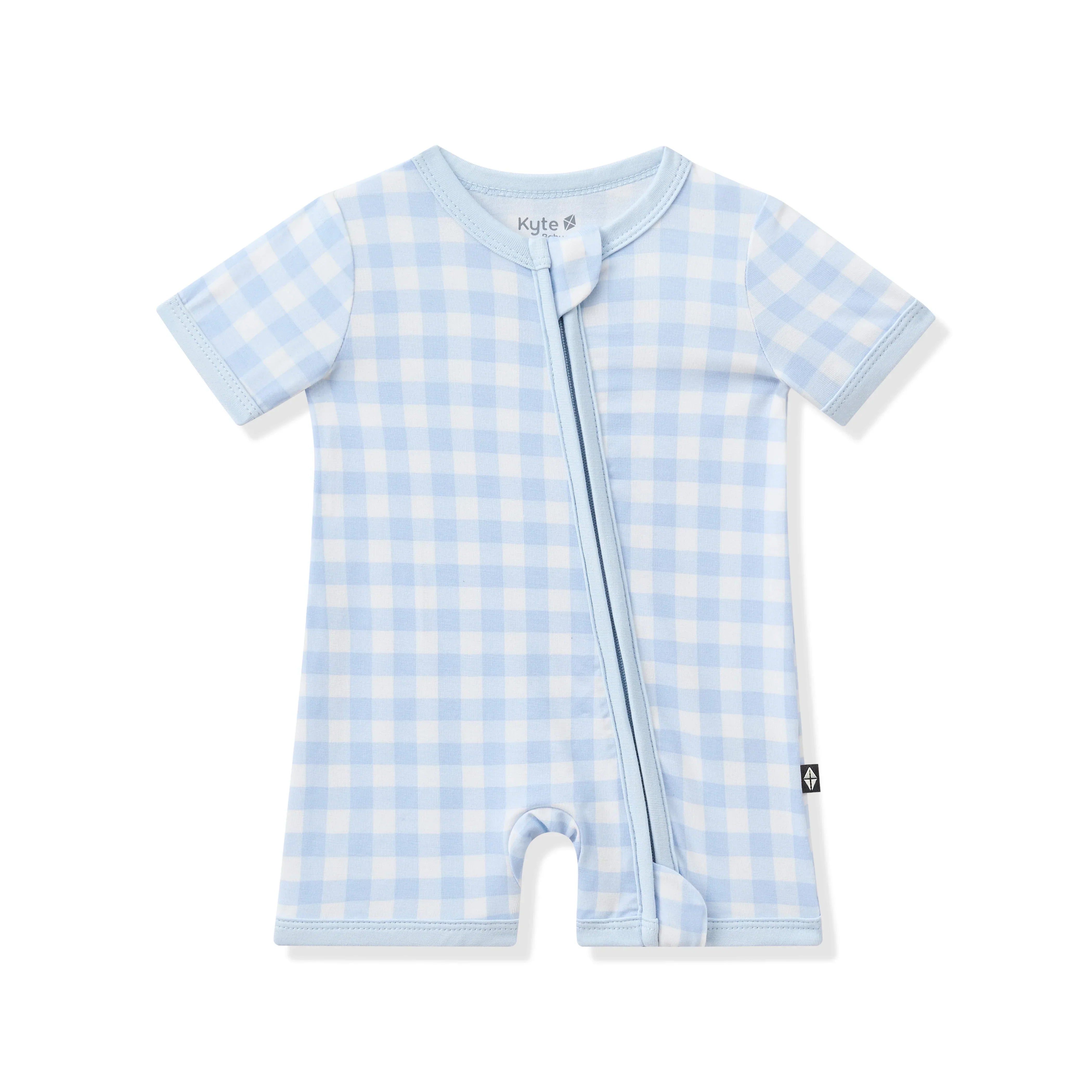 Zipper Shortall Romper in Gingham Breeze Secondary image