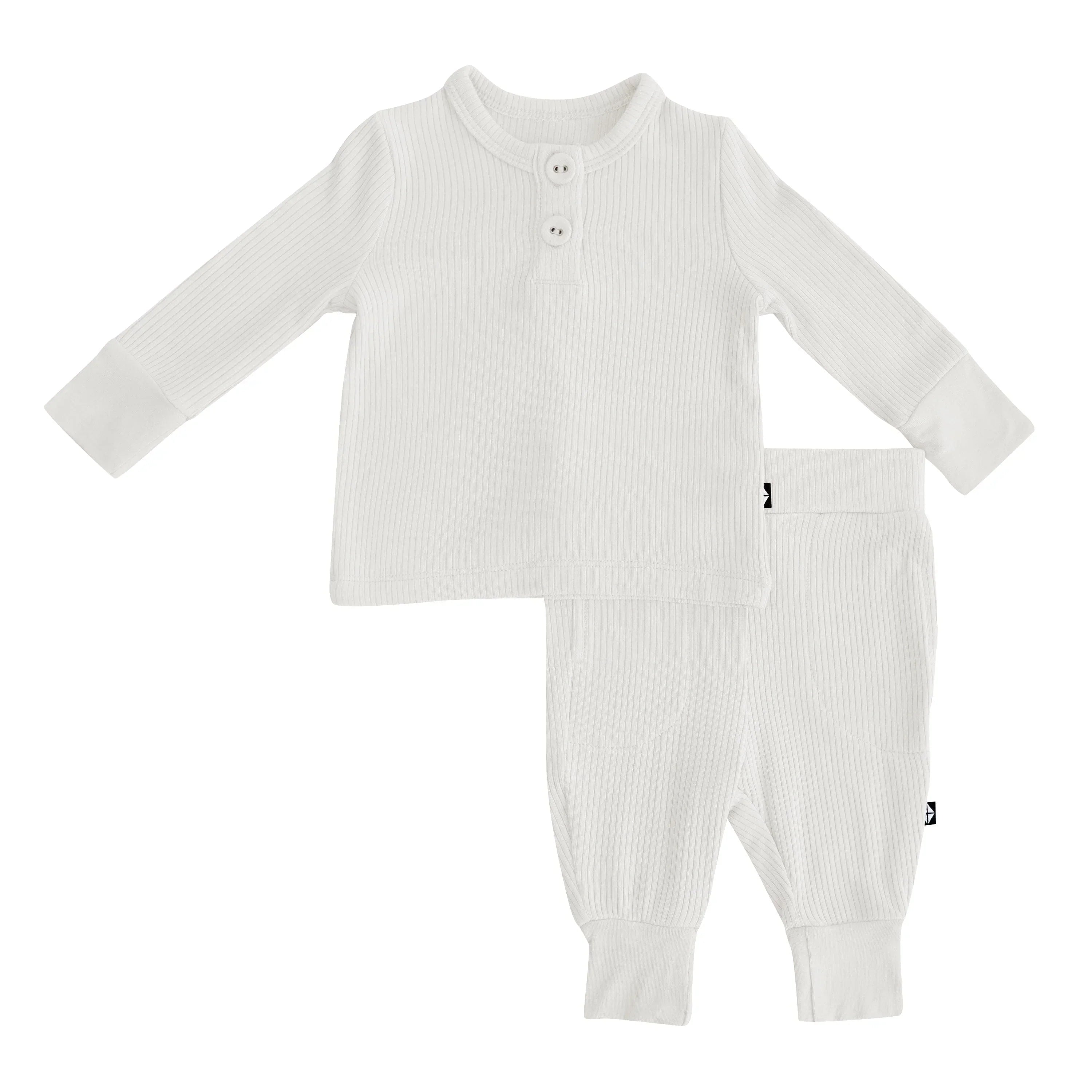 Ribbed Infant Henley Set in Oat Secondary image