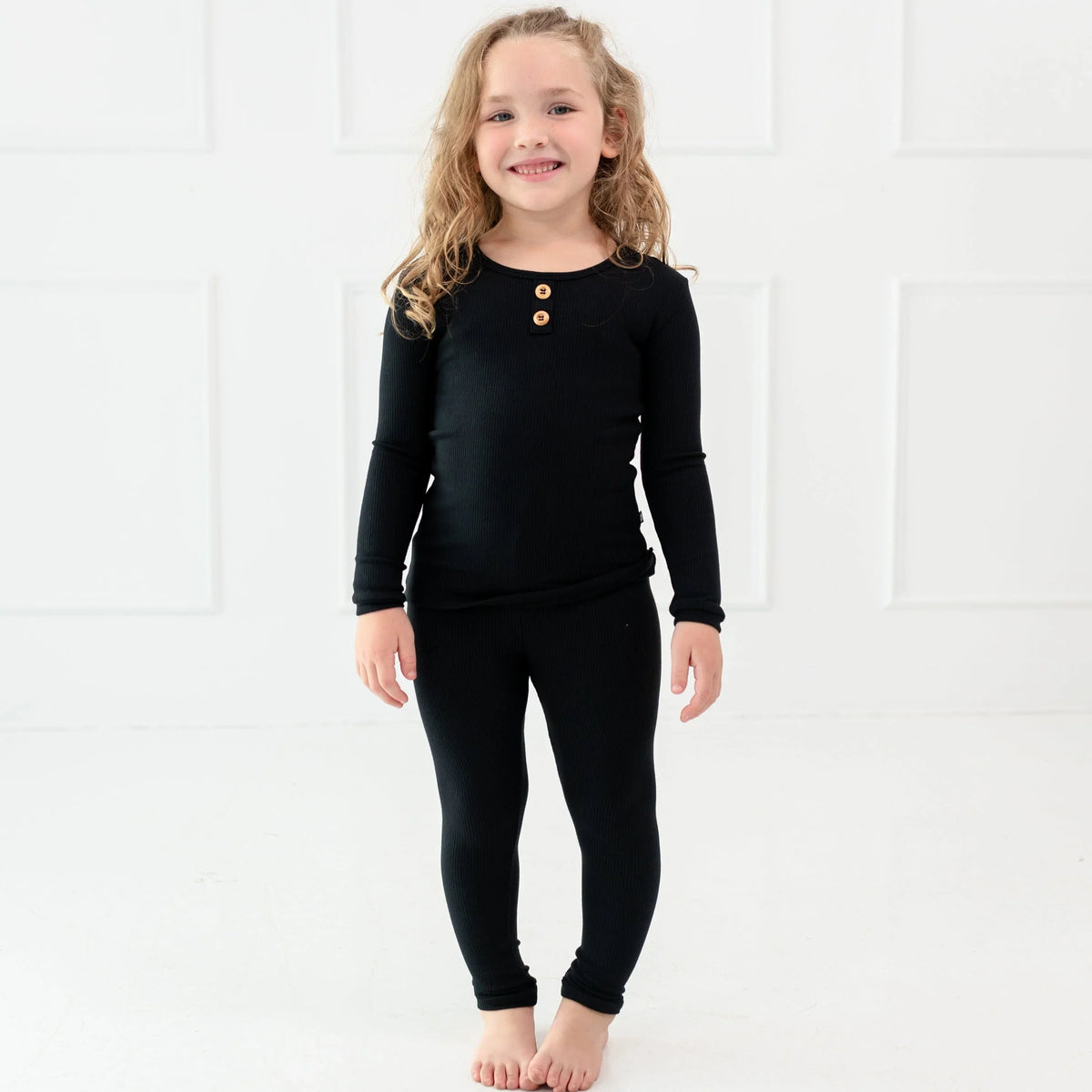 Ribbed Henley Set in Midnight Main image