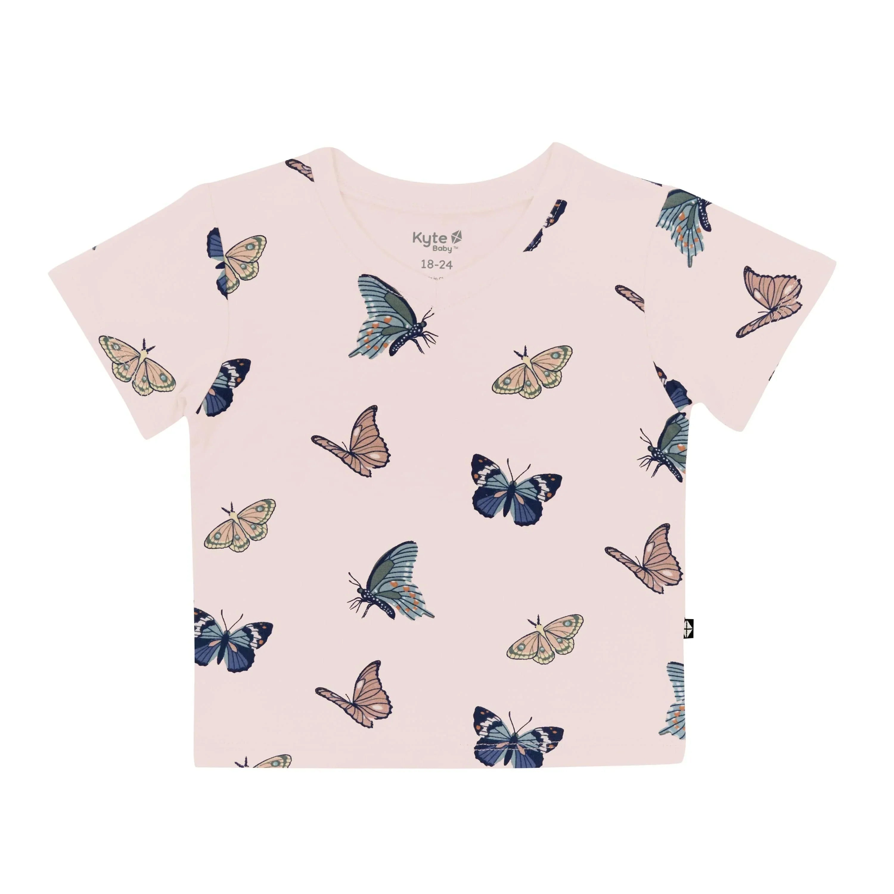 Toddler V-Neck Tee in Blush Butterfly Secondary image