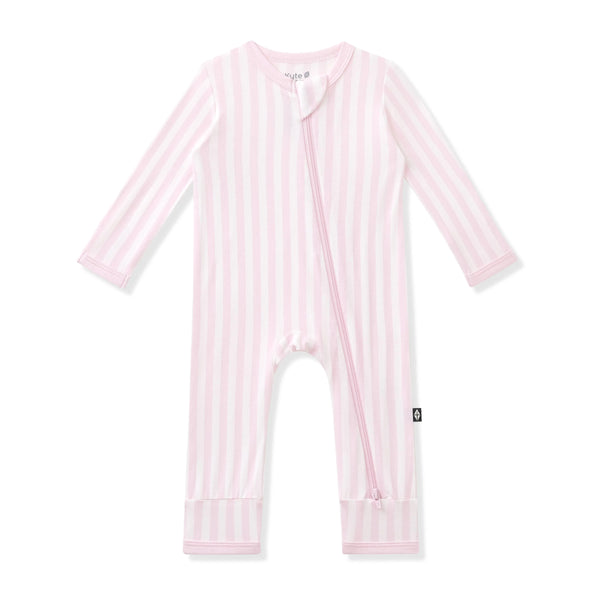 Zippered Romper in Small Sakura Stripe