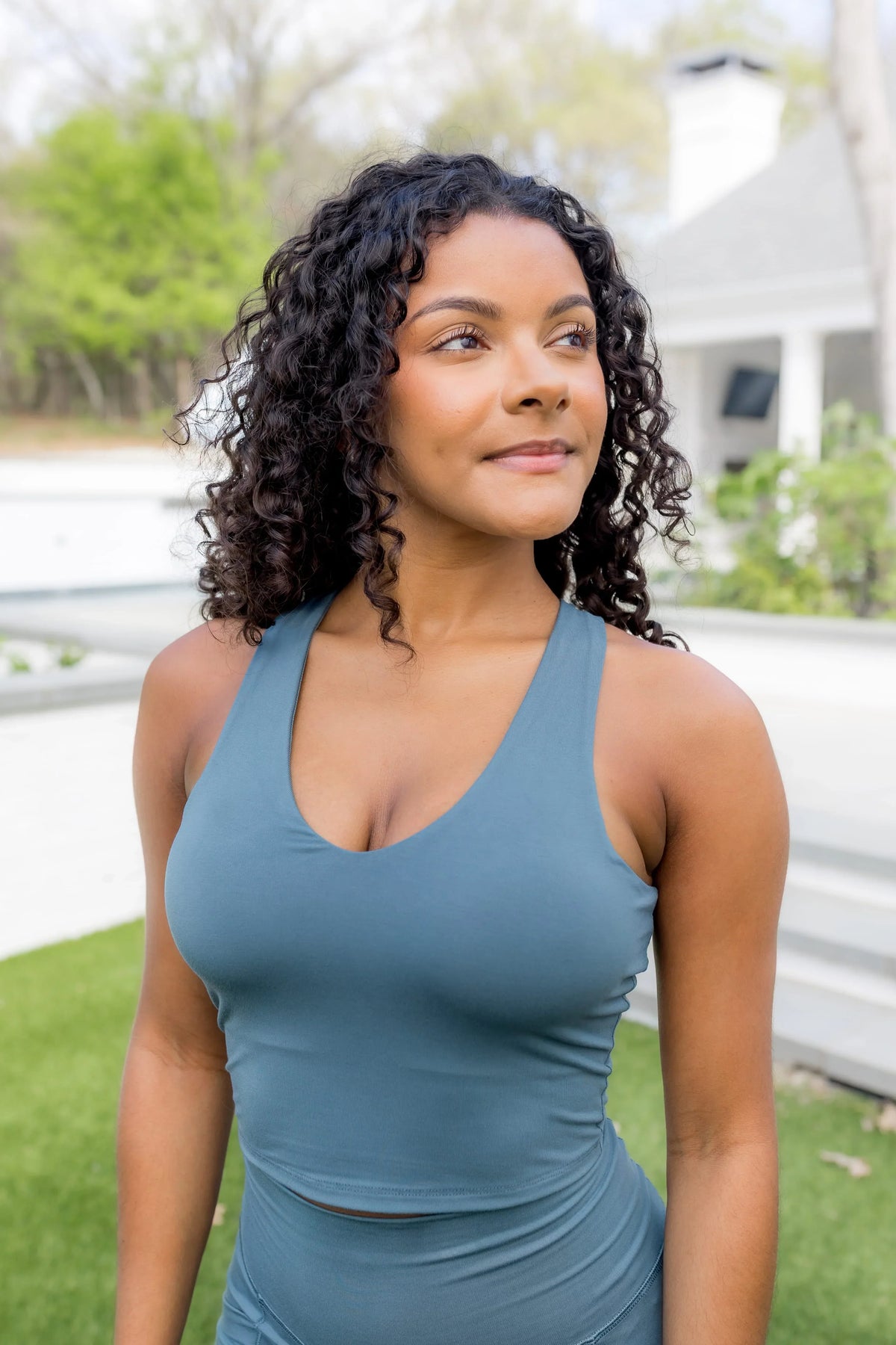 Bamboo Flex Bra Tank in Atlantic Main image