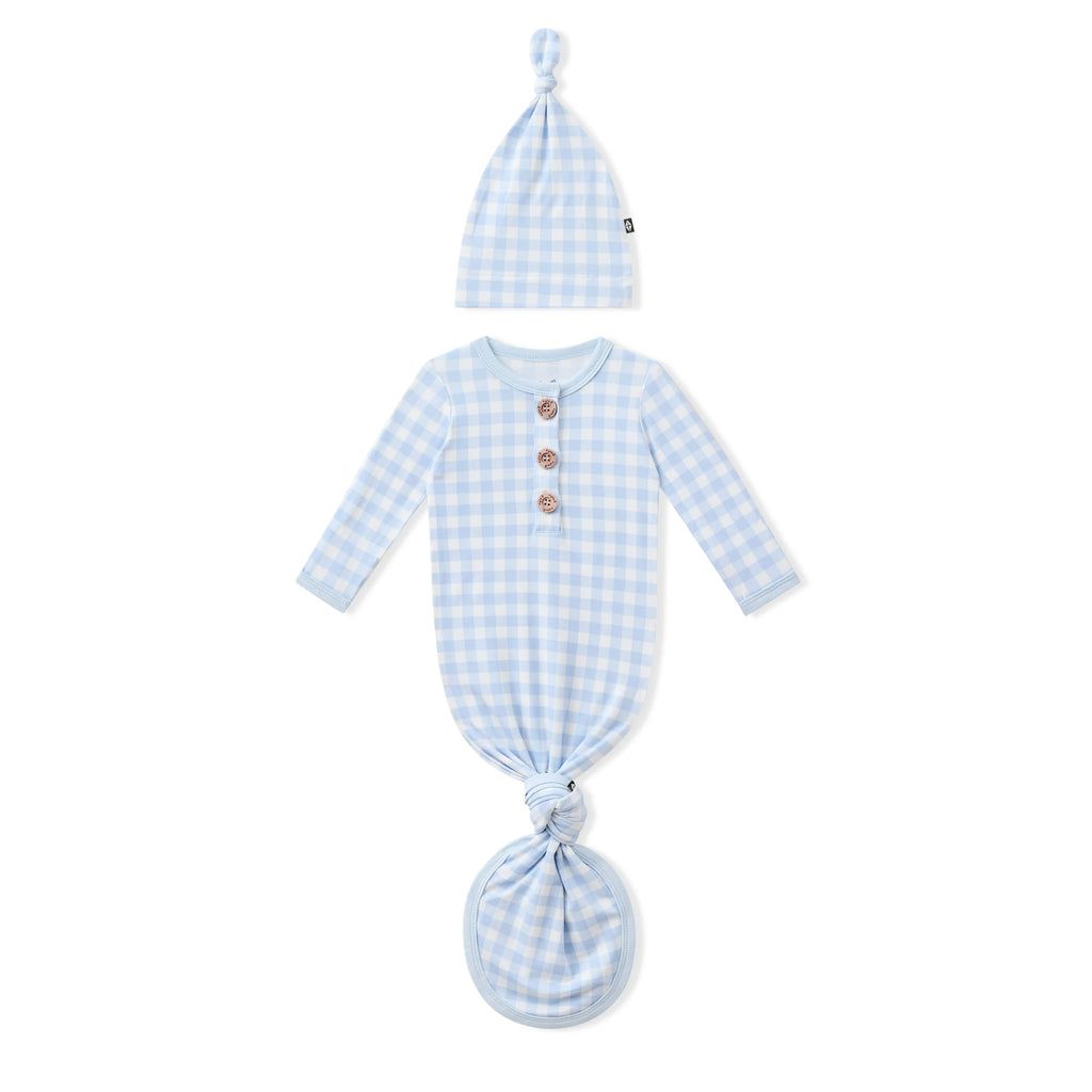 Knotted Gown with Hat Set in Gingham Breeze