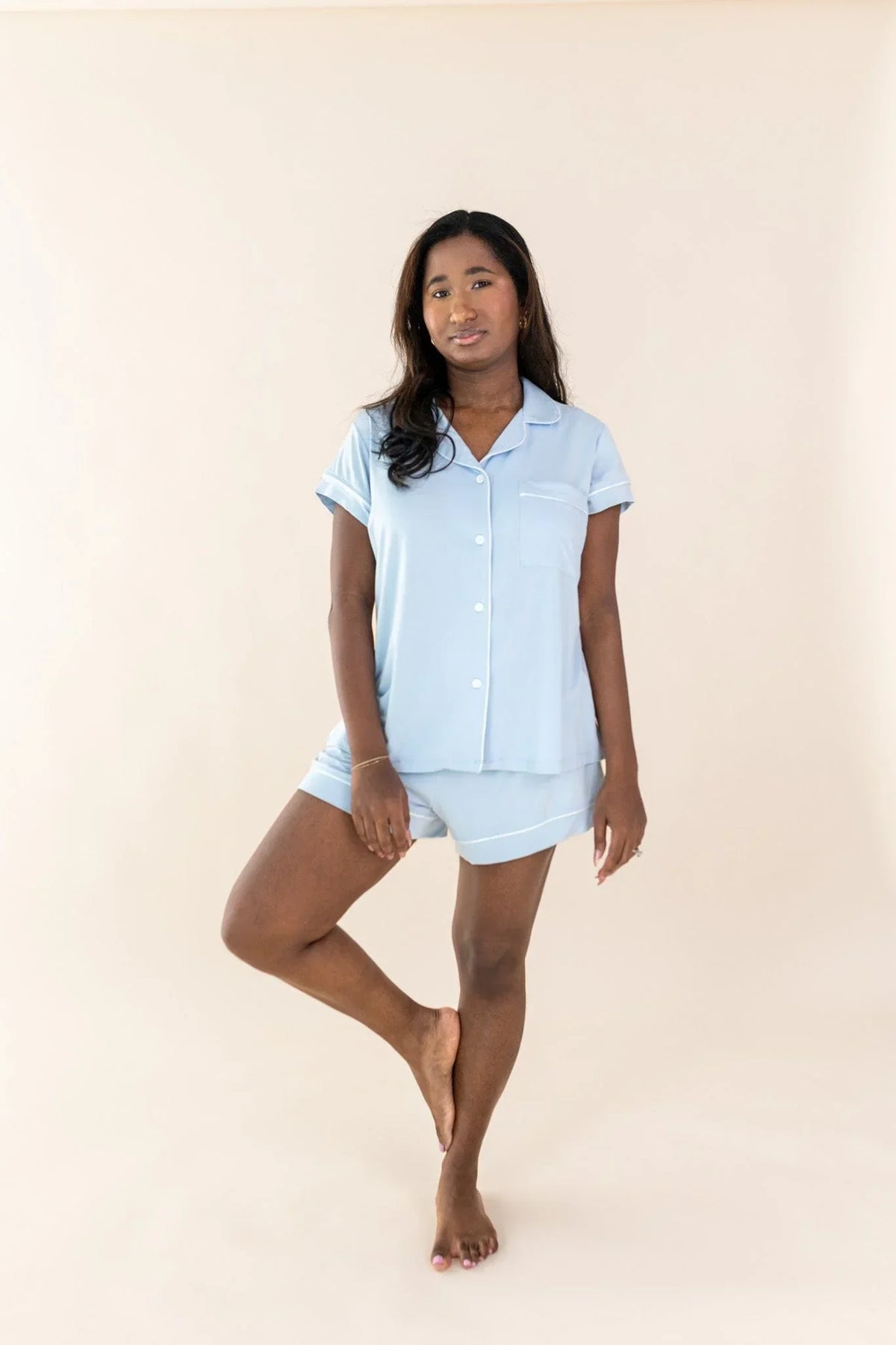 Women's Short Sleeve Pajama Set in Breeze Main image
