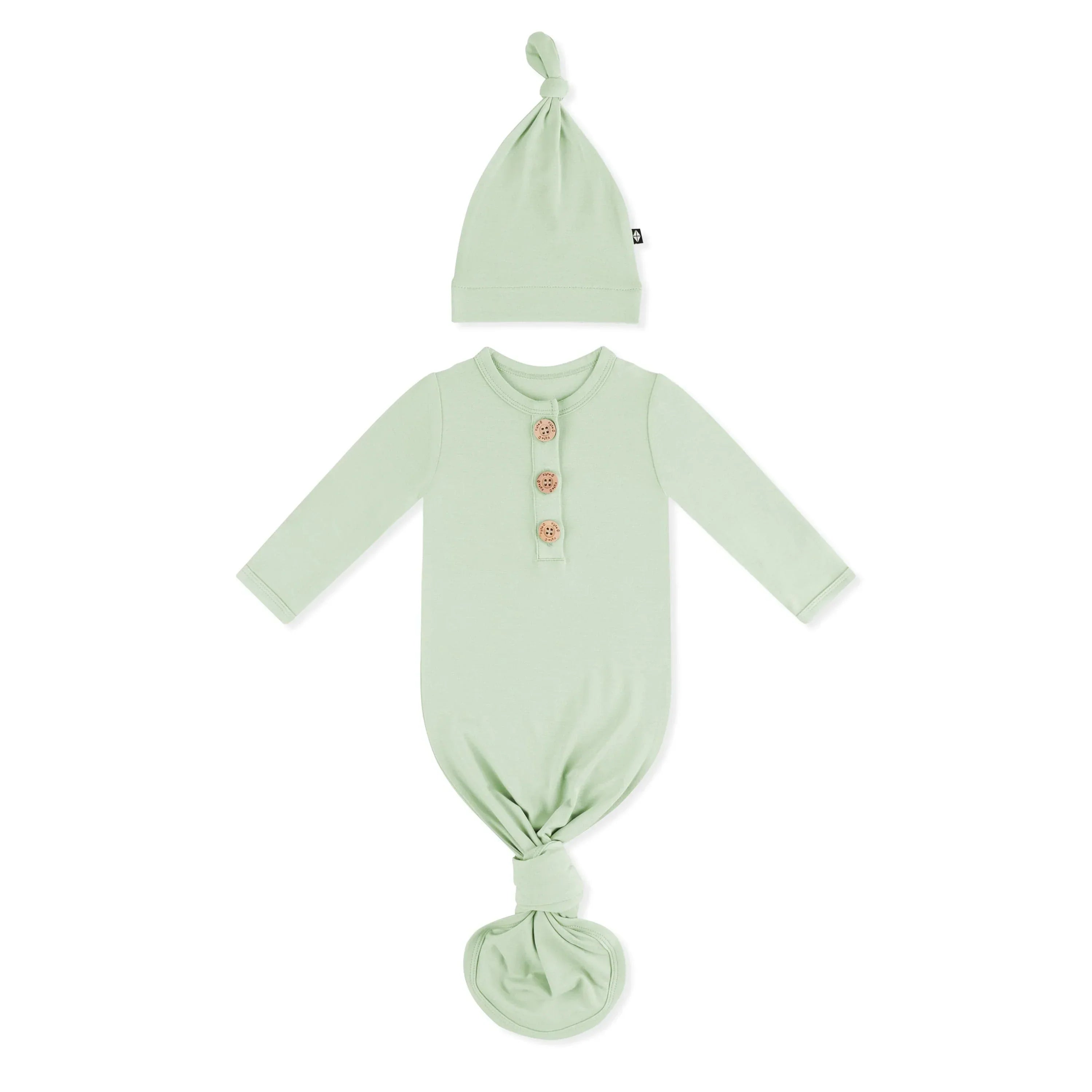 Knotted Gown with Hat Set in Basil Secondary image