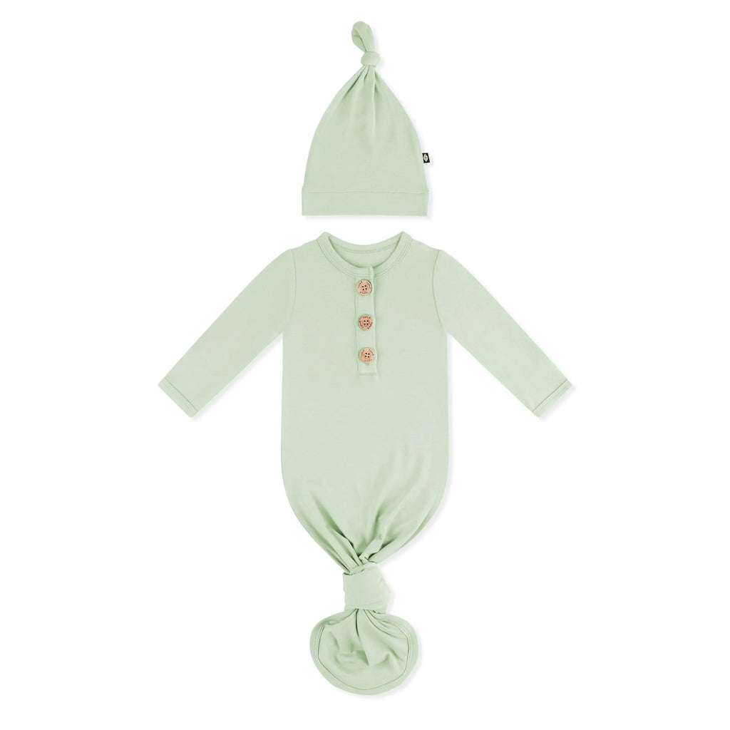 Knotted Gown with Hat Set in Basil