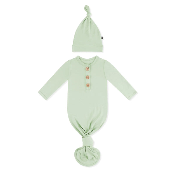 Knotted Gown with Hat Set in Basil