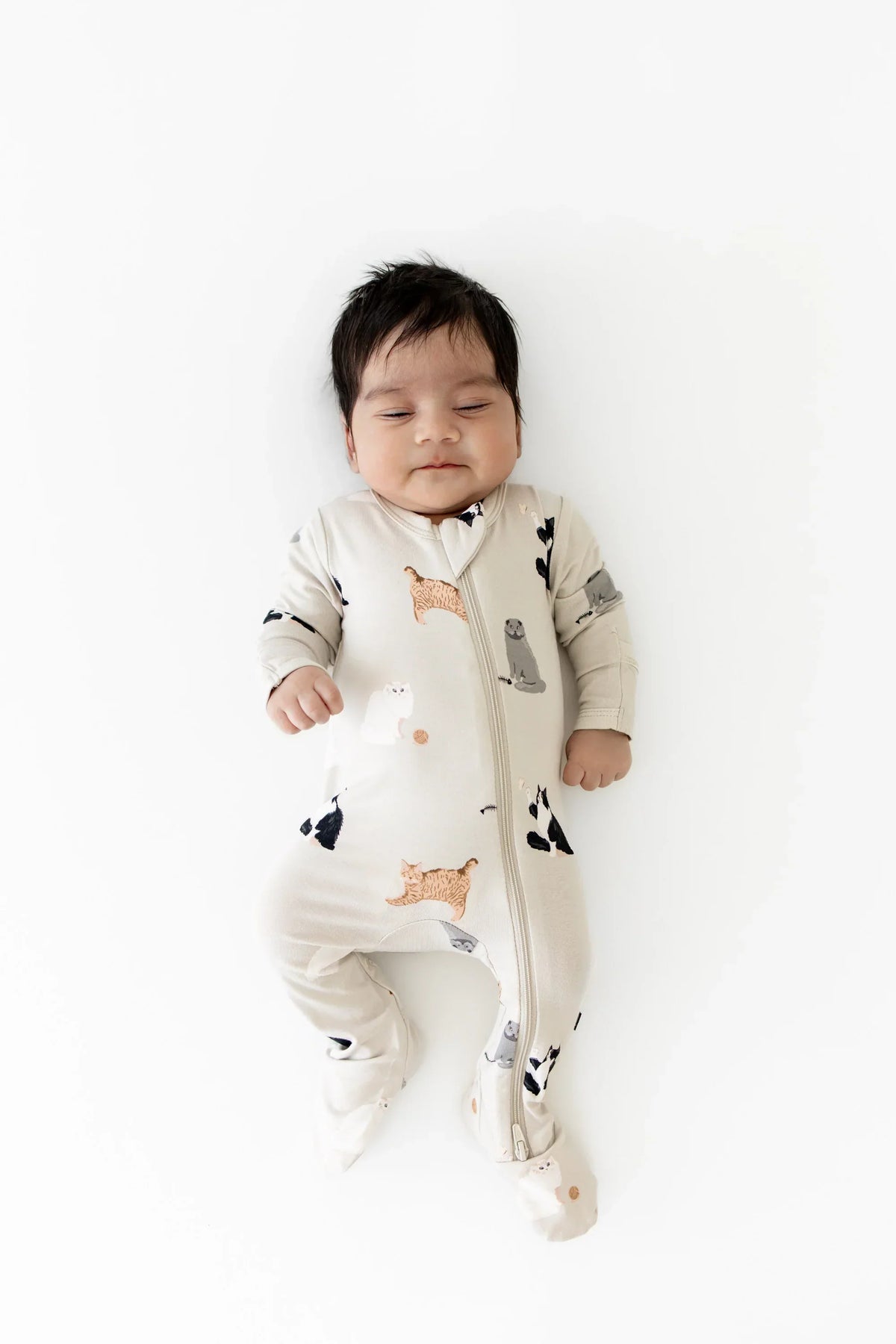 Zippered Footie in Fluffy Cat Main image