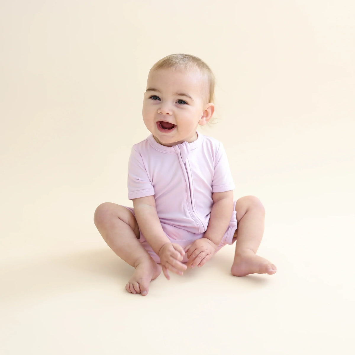 Zipper Shortall Romper in Thistle Main image