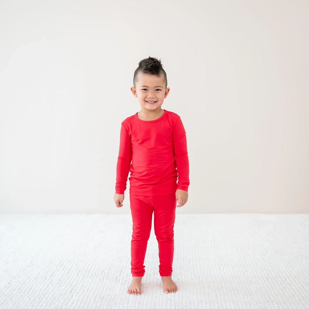 Long Sleeve Pajamas in Cardinal