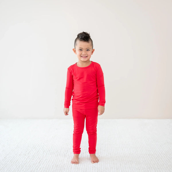 Long Sleeve Pajamas in Cardinal