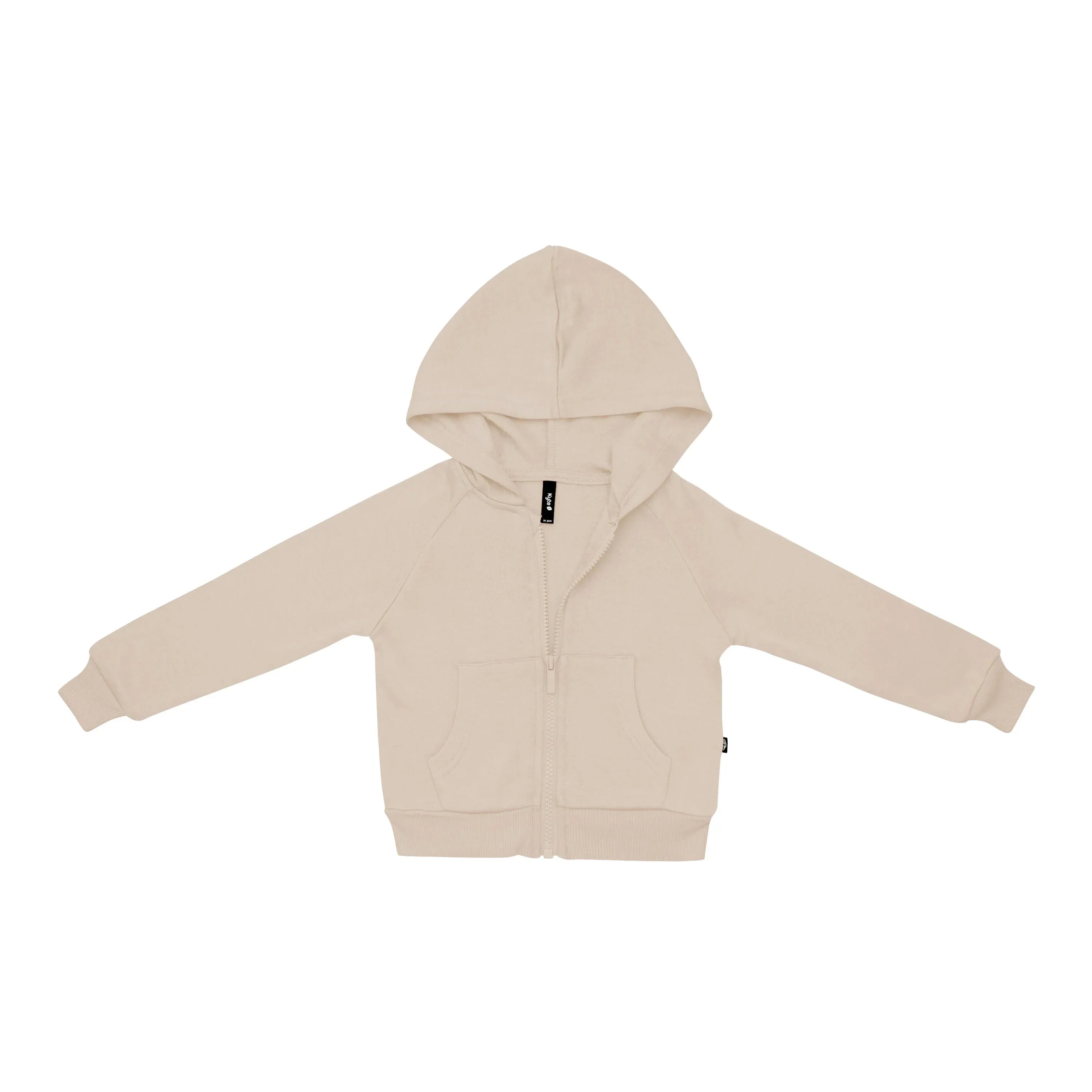 Fleece Zip Up Hoodie in Almond Secondary image