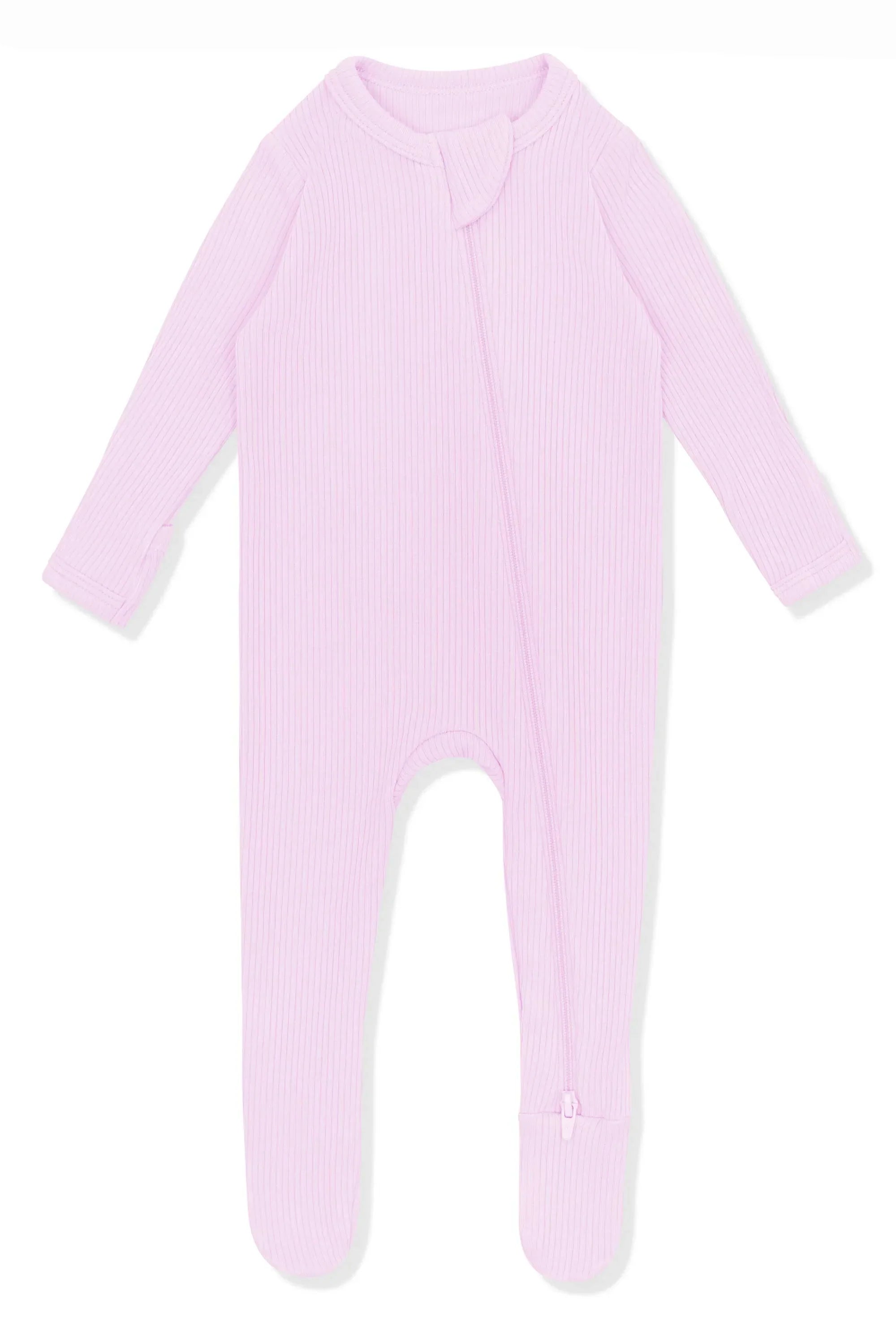 Ribbed Zipper Footie in Thistle Secondary image