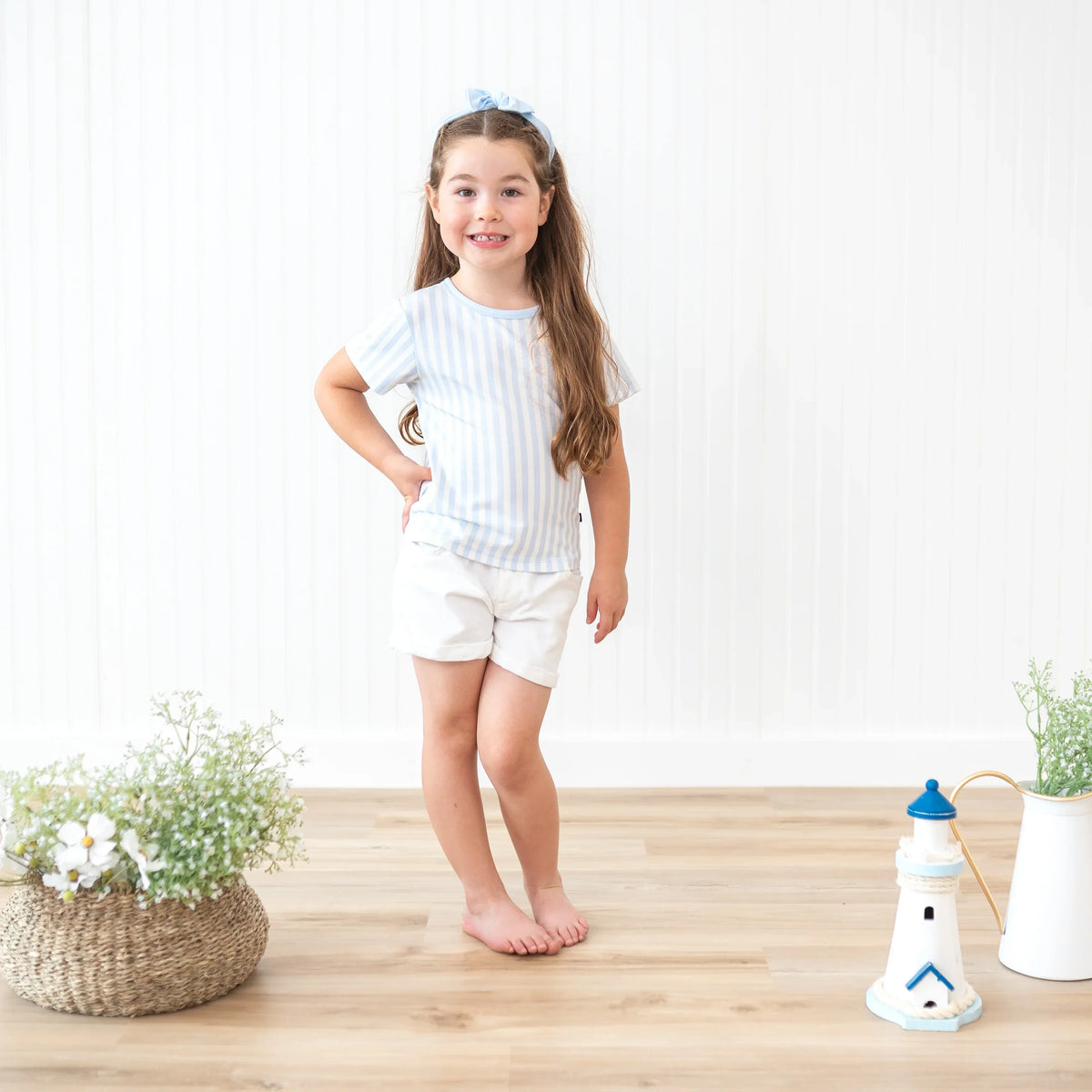 Toddler Basic Tee in Small Mist Stripe Main image