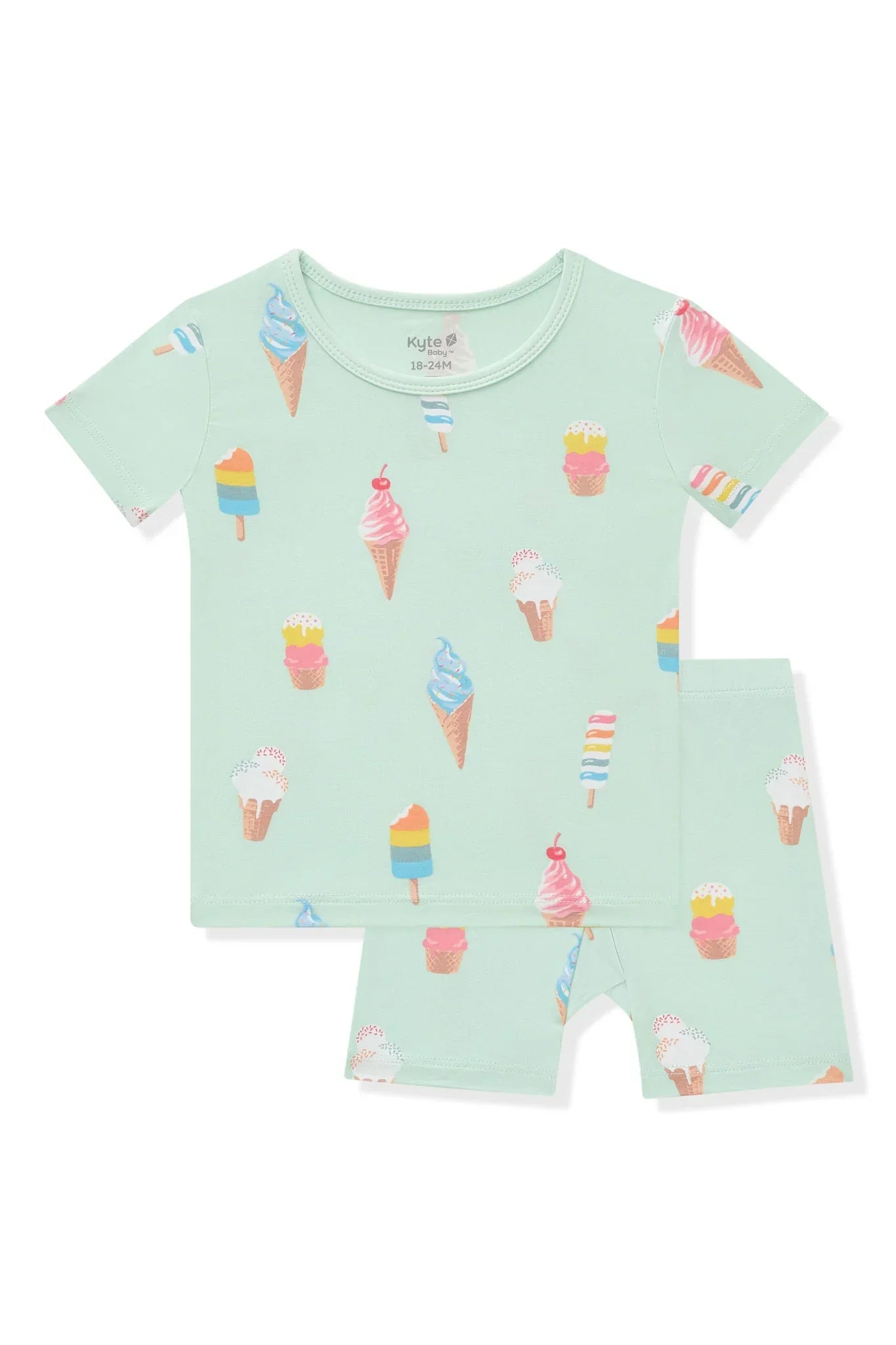Short Sleeve Pajamas in Mint Ice Cream Secondary image