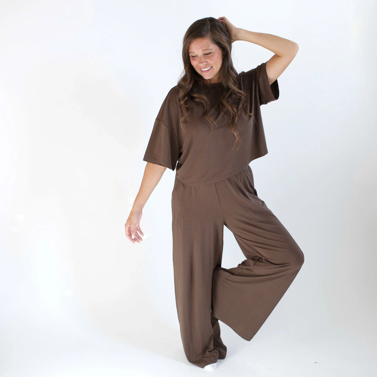 Women's Wide Leg Pant Set in Espresso Main image