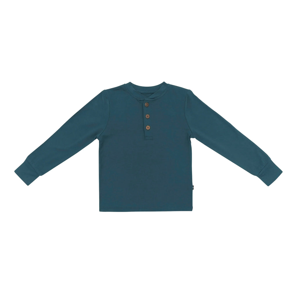 Long Sleeve Toddler Henley Tee in Atlantic