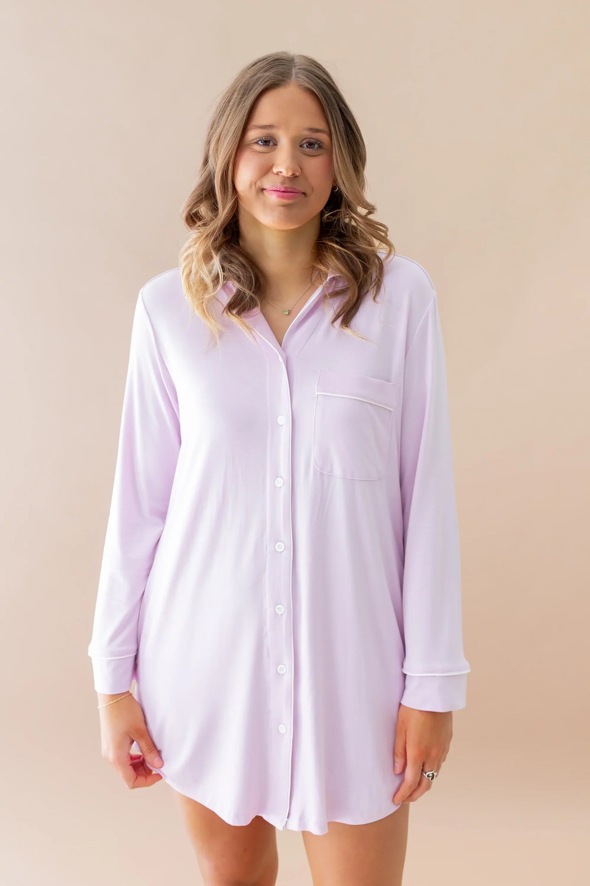 Long Sleeve Women’s Nightshirt in Thistle Main image
