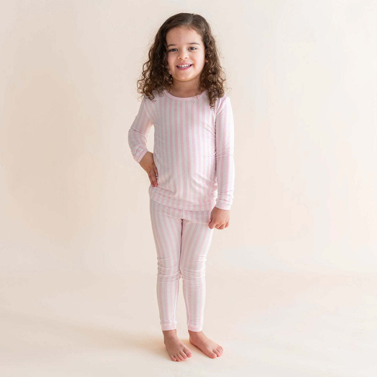 Long Sleeve Pajamas in Small Sakura Stripe Main image