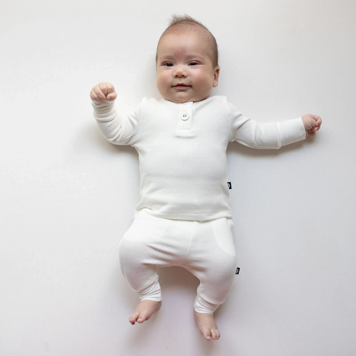 Ribbed Infant Henley Set in Cloud Main image