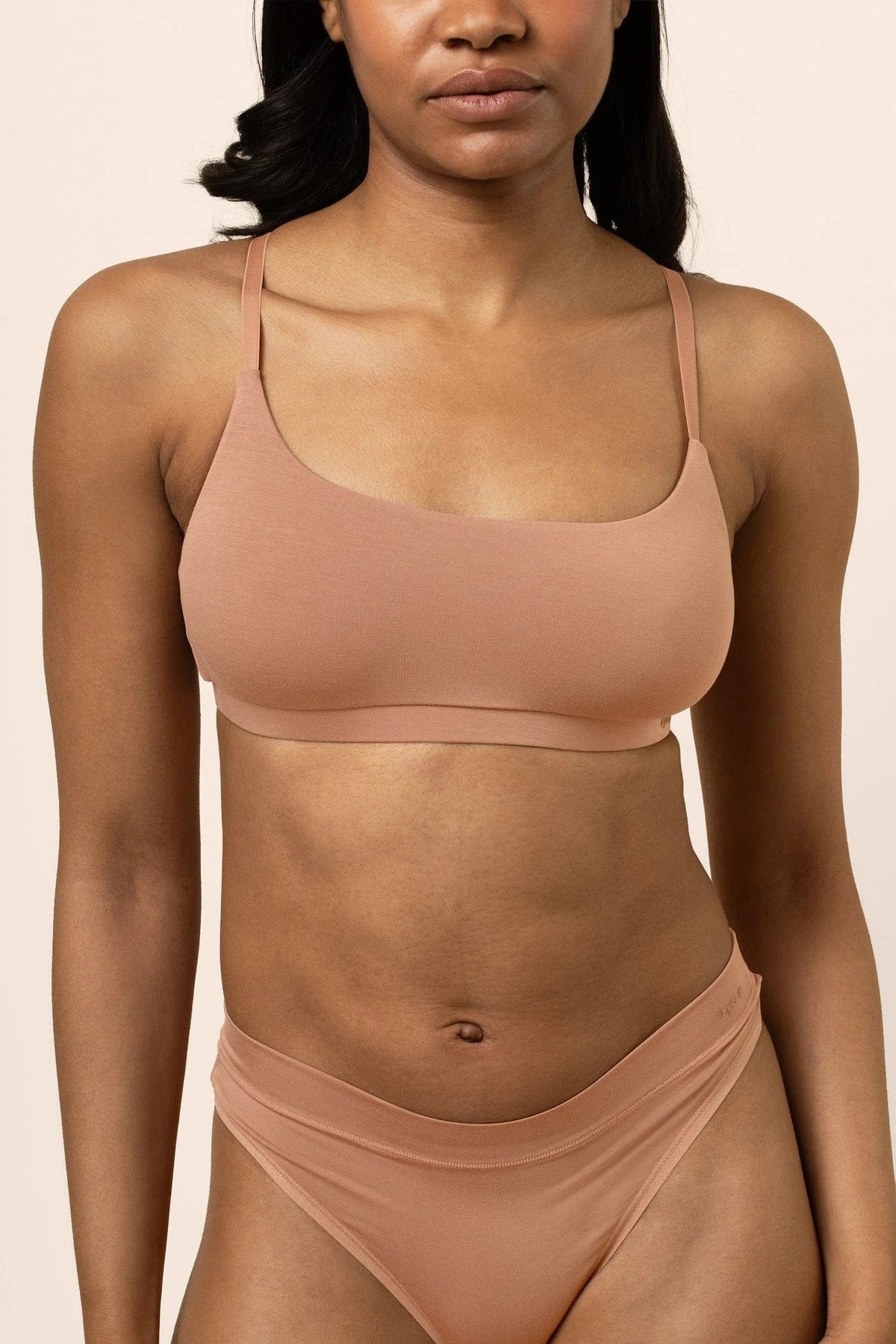 Women's Scoop Neck Bralette in Latte Main image