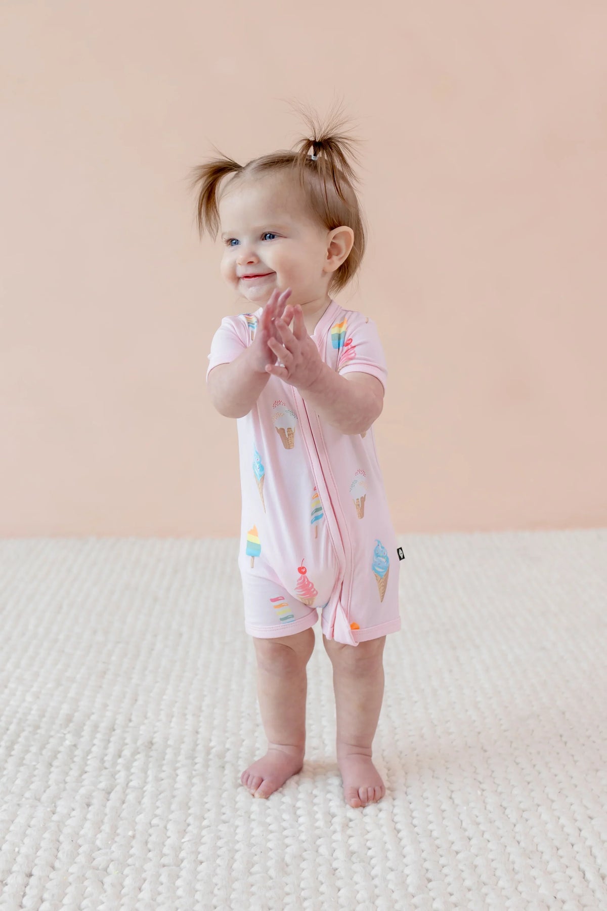 Zipper Shortall Romper in Sakura Ice Cream Main image