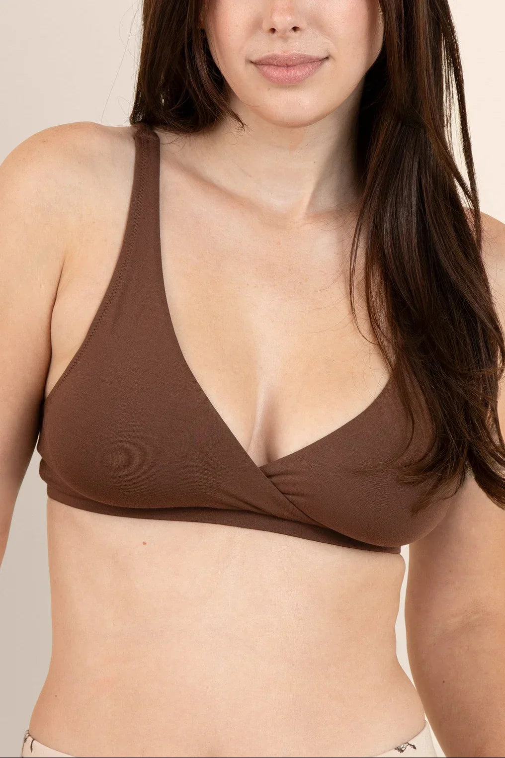 Women's Cross Front Bralette in Toffee Main image