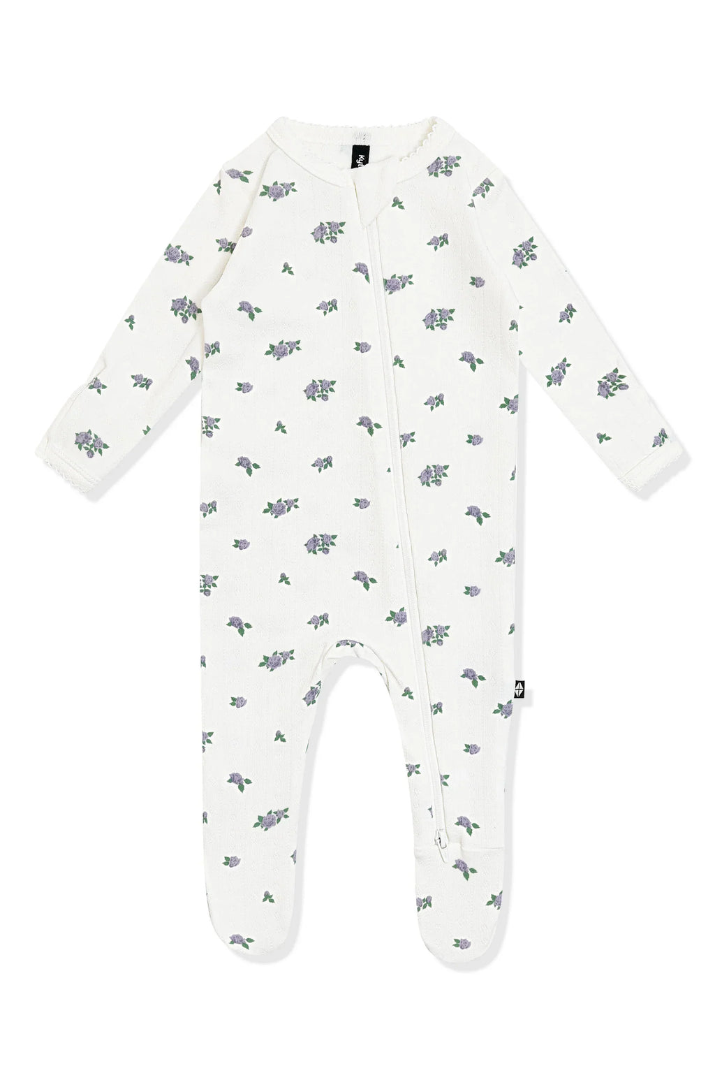 Pointelle Zippered Footie in Spray Rose